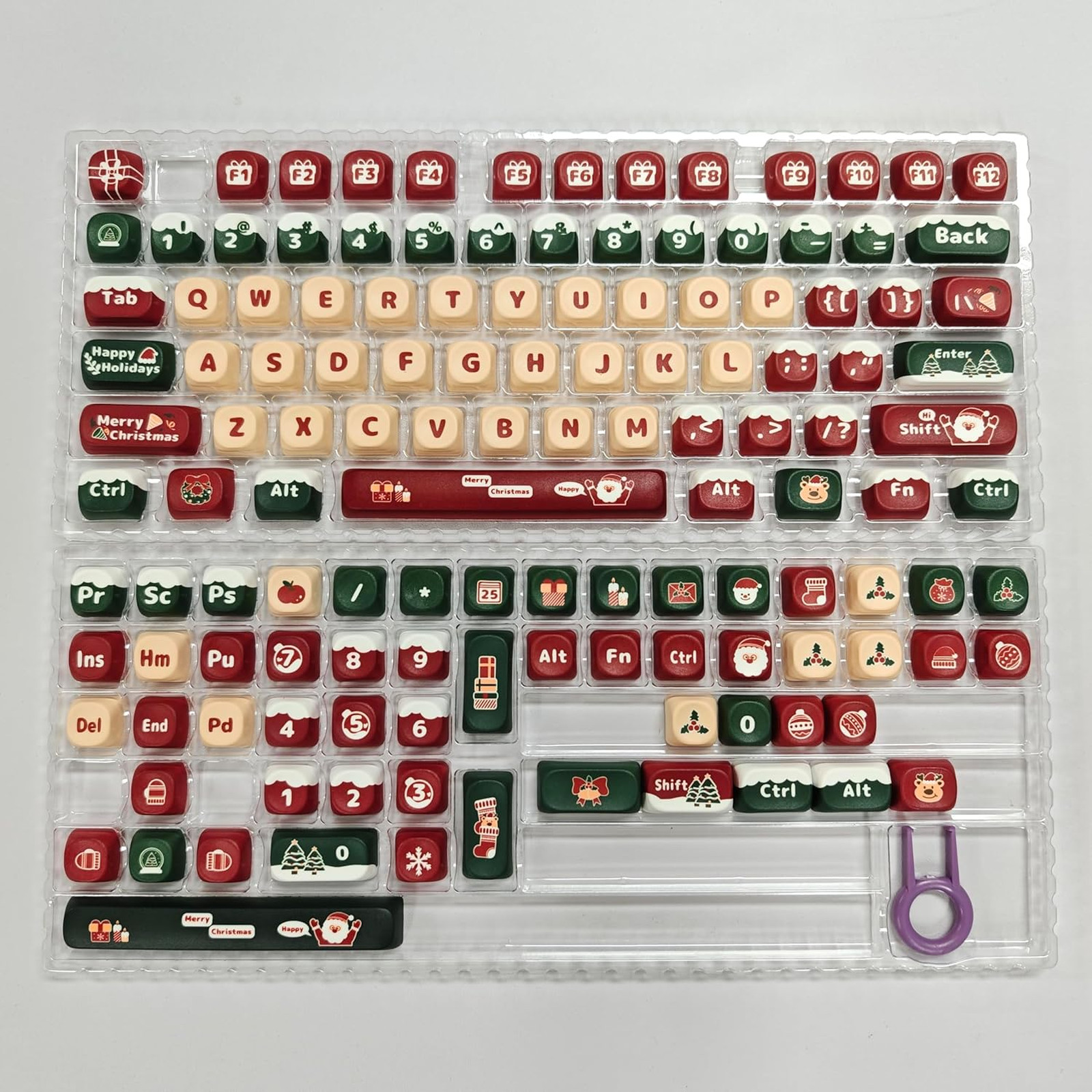Christmas Keycap Set PBT Cute Cartoon Style Compatible with 60 65 75 100 Percent