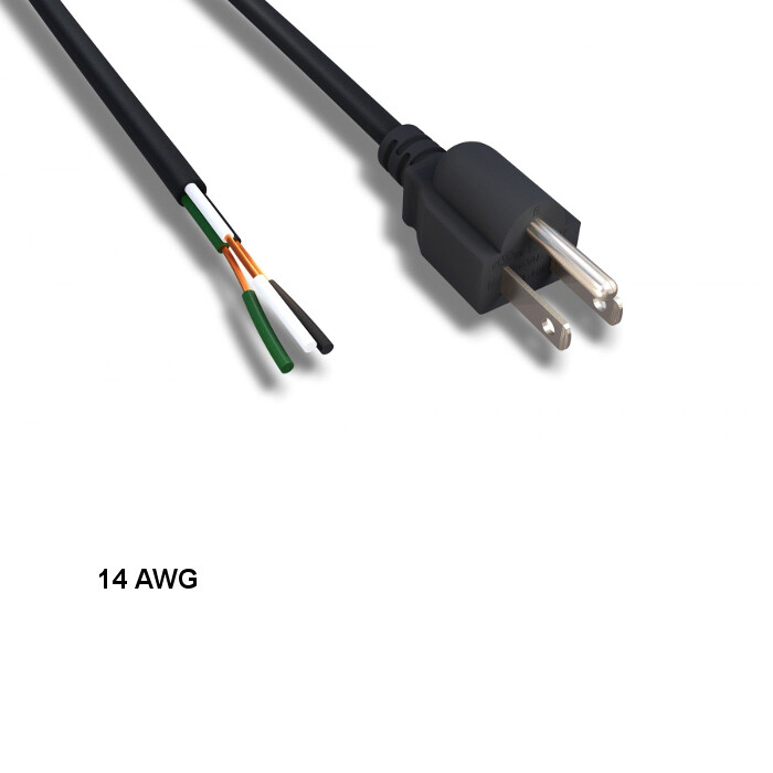 [10X] 6ft 14 AWG AC Power Cable NEMA 5-15P to ROJ Pigtail 3 Wires 15A/125V
