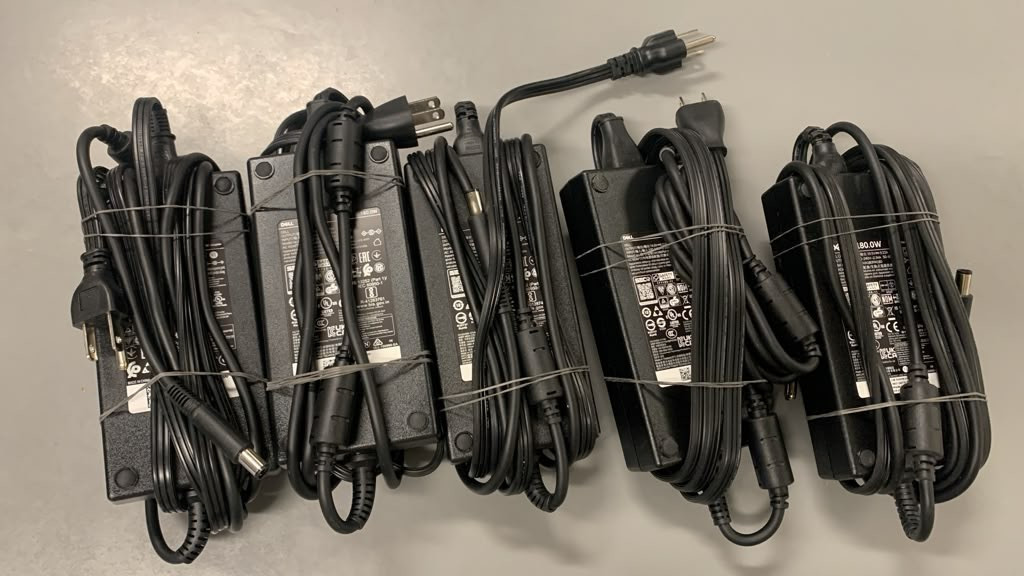 Lot of 5 Genuine Dell 180W AC Power Adapters Charger Barrel Tip
