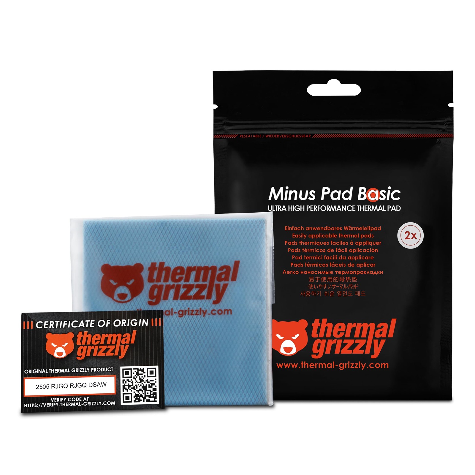 Minus Pad Basic - 100x100x1.0mm 2-Pack Thermal Interface Pad, Electrically No...