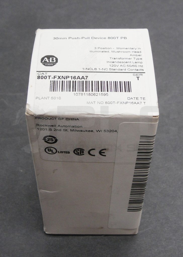 SEALED NEW ALLEN BRADLEY 800T-FXNP16AA7 /T  ILLUMINATED PUSH BUTTON AMBER