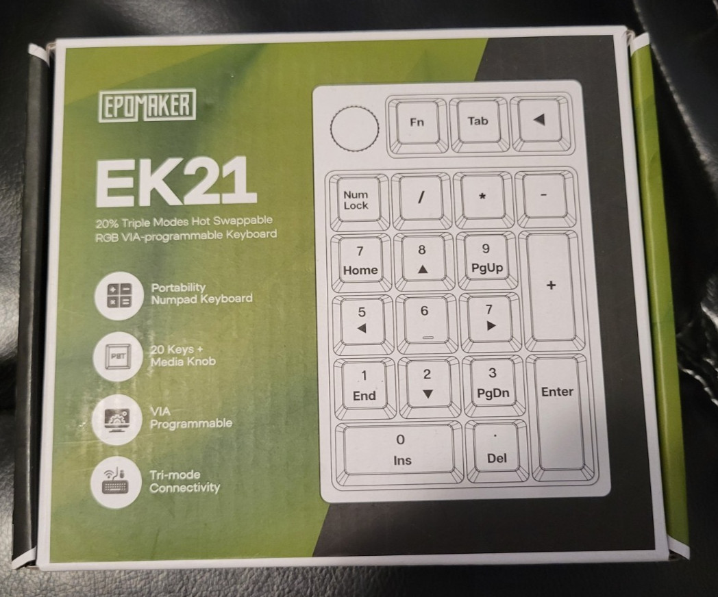 EPOMAKER EK21 VIA Gasket Programmable Keypad Wireless/BT/Wired HotSwap RGB, New