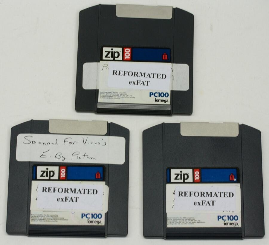 (3) Iomega Zip 100 Disk's Reformatted exFAT For Windows & Apple - Used One Time