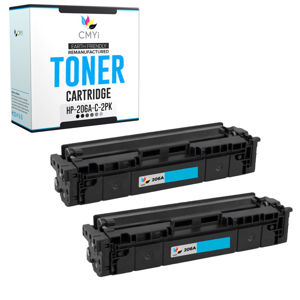 2PK CMYi Replacement 206A Cyan Cartridges for HP Color LaserJet Pro MFP M283fdn