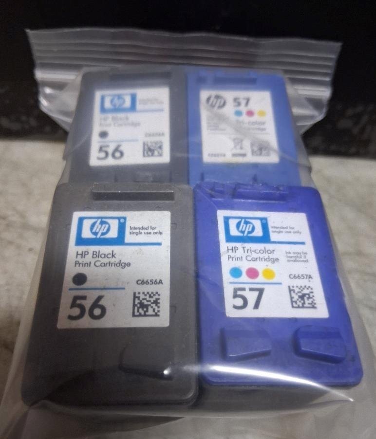 Set 4 Genuine HP 56 Black & 57 Color Inkjet Cartridges Seal Intact NO BOX NO BAG