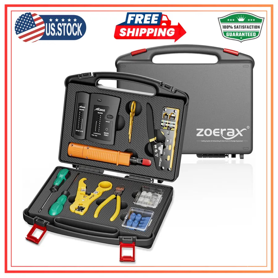 ZOERAX 11-in-1 Network Tool Kit with RJ45 Crimper Tester and Punch Down Tool