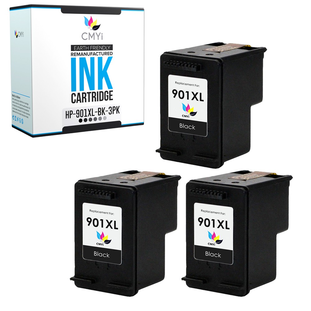 3-Pack Compatible CMYi Printer Ink 901XL Cartridge for HP OfficeJet J4860 J6524