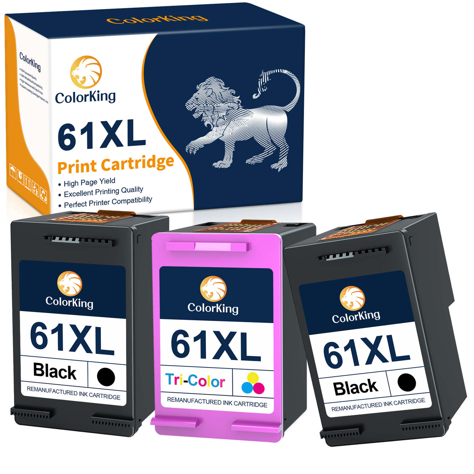 3PK 61XL Black & Color Ink Cartridges for HP DeskJet 2540 2512 HP ENVY 4501 4502