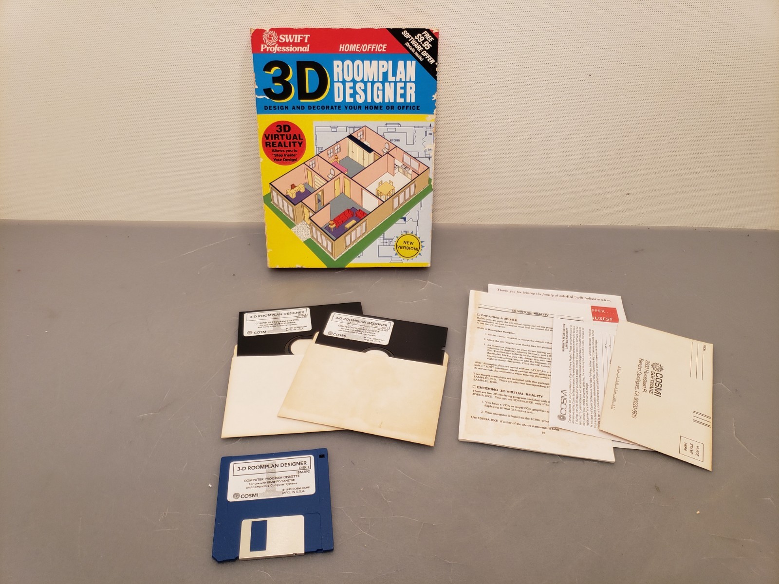 Vintage Swift 3-D Roomplan Designer Home Office IBM PC Tandy Big Box Software
