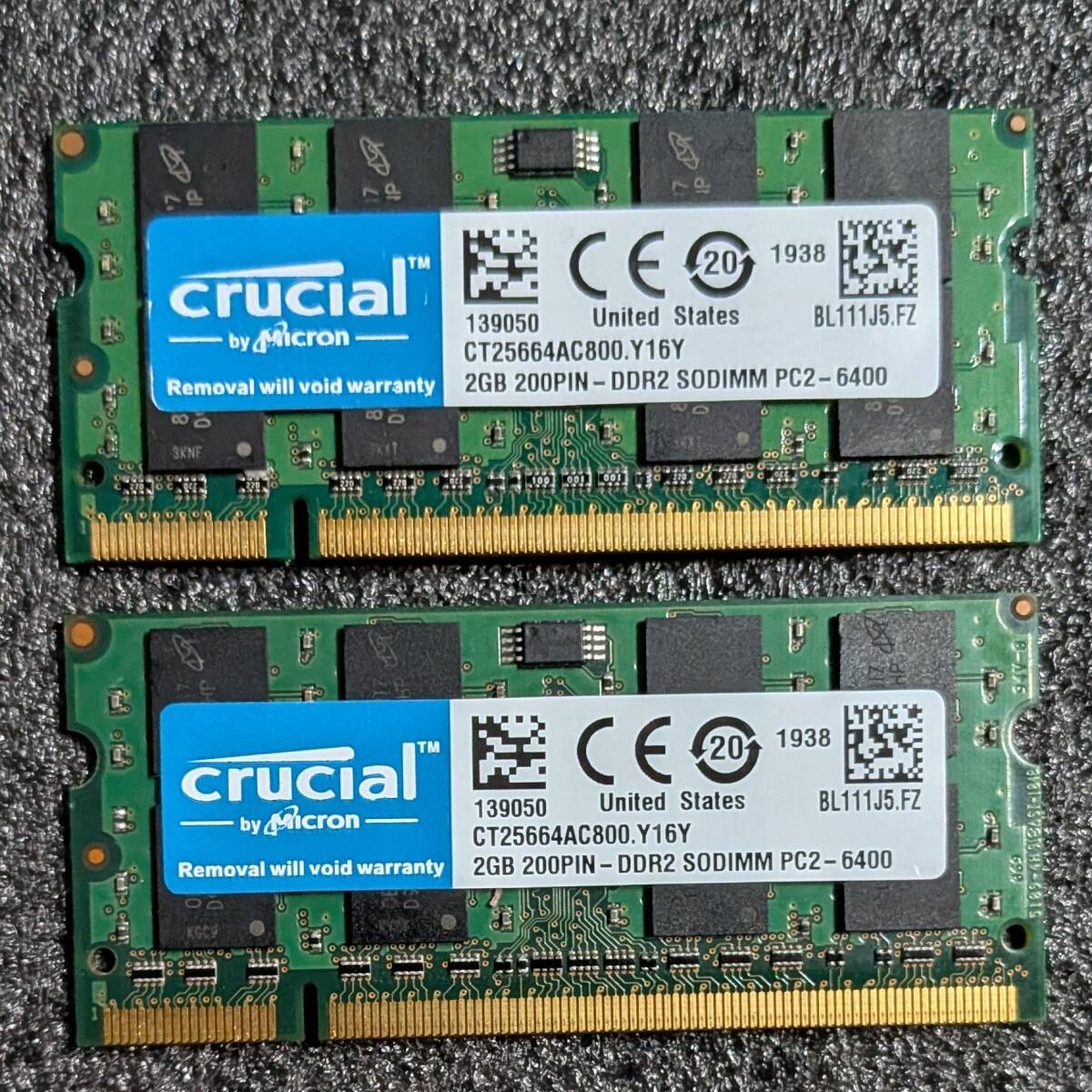 Crucial DDR2 SODIMM 4GB Kit 2x2GB DDR2-800 PC2-6400 CT25664AC800.Y16Y Tested