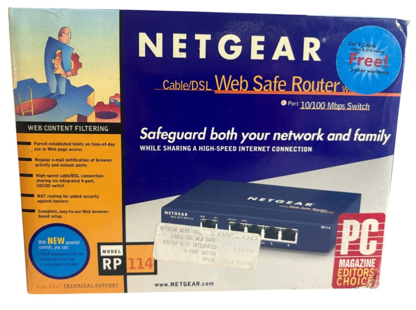 Netgear RP114 Web Safe Cable DSL Router 100 Mbps 4-Port 10/100 Switch Open Box