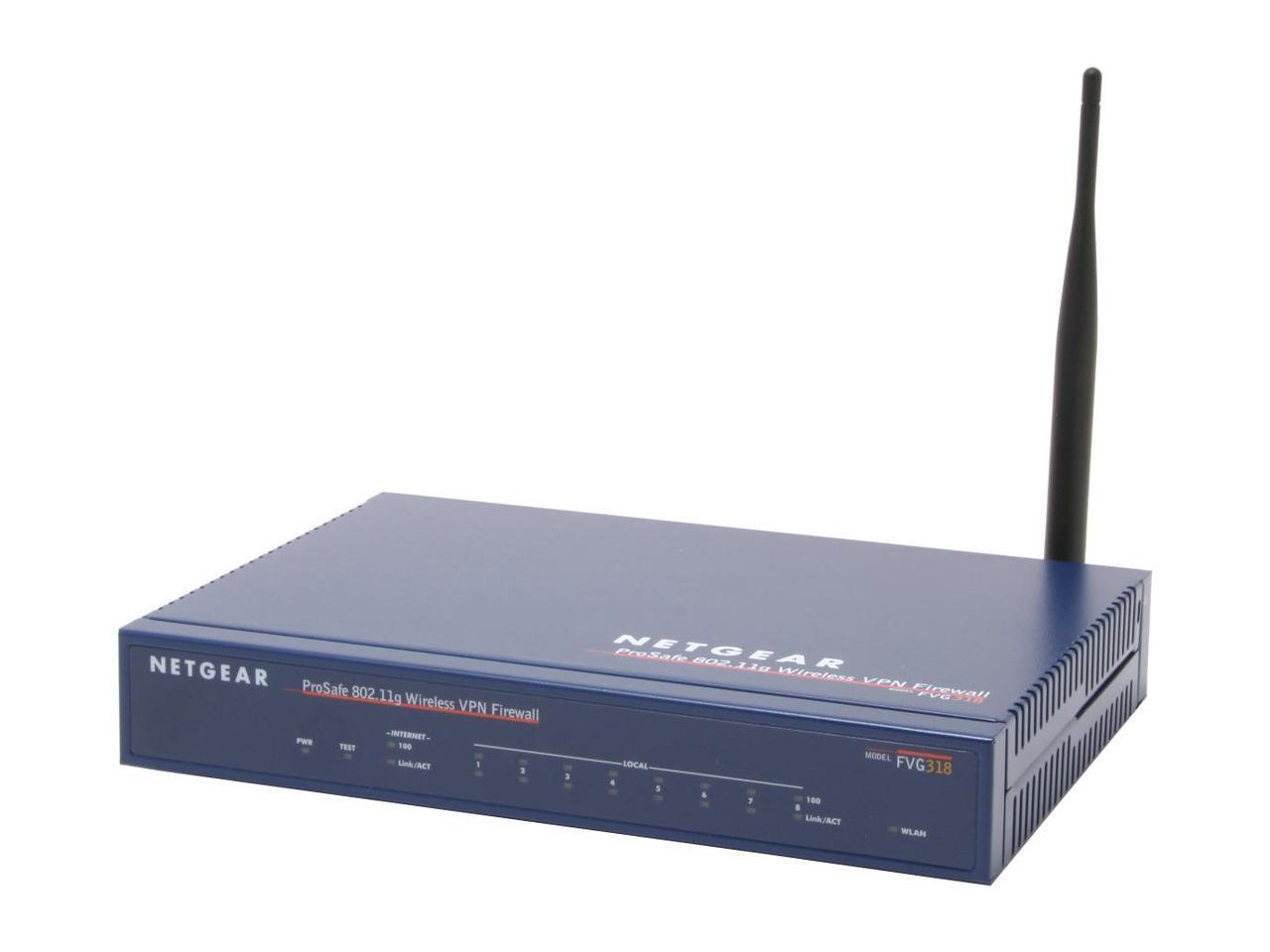 Netgear FVG318 8-port Prosafe 10/100 Mbps Wireless VPN Firewall - Blue