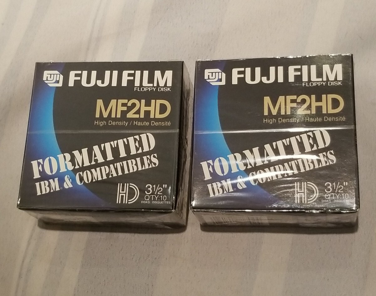 FujiFilm MF2HD 3.5" Floppy Diskette IBM Formatted Sealed 2 Boxes of 10 Diskettes