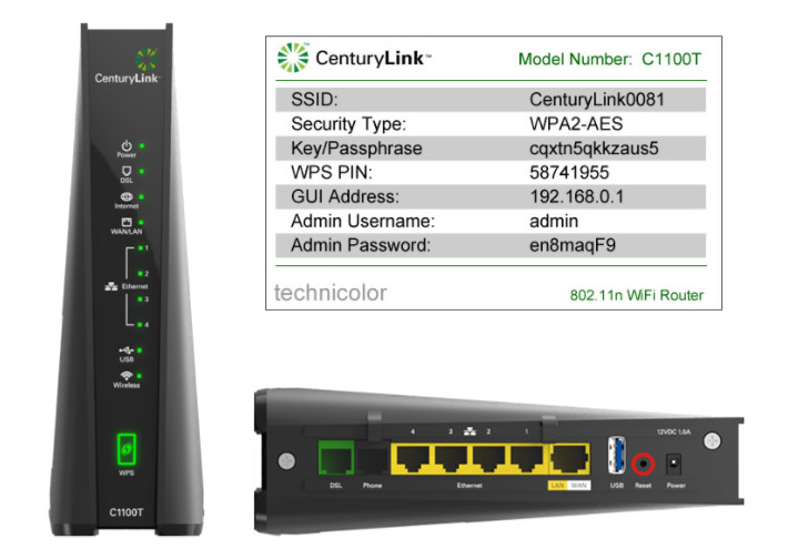 CenturyLink Technicolor C1100T DSL VDSL2 Modem 802.11n WiFi Wireless Router