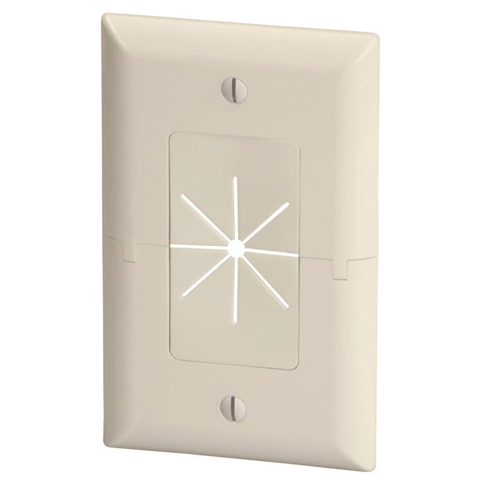 1 Gang Split Wall Plate Flexible Opening Low Voltage HDMI AV Cable Pass Almond