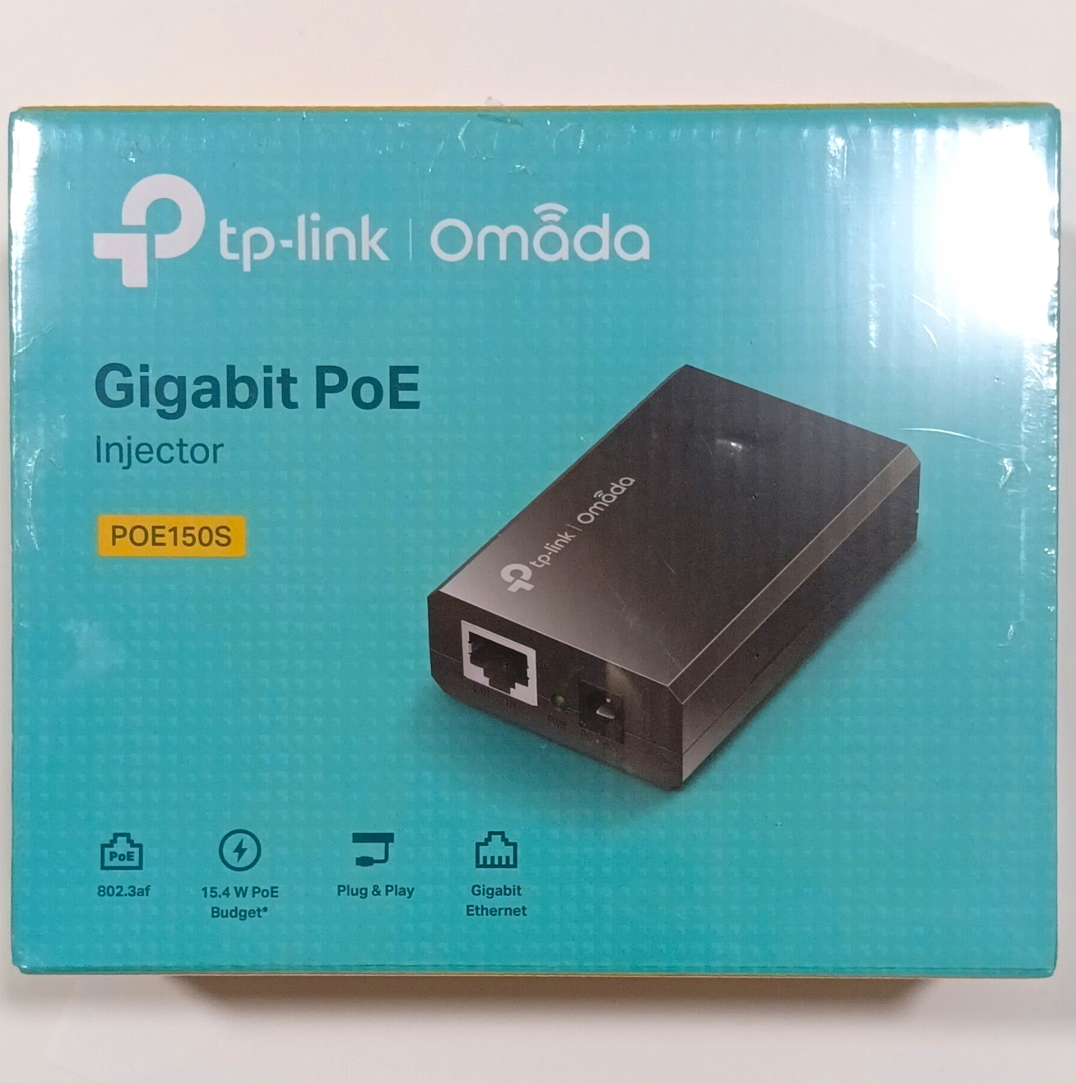 TP-LINK Omada POE150S Gigabit 1000 Mbps PoE Injector RJ-45 1-Port Black