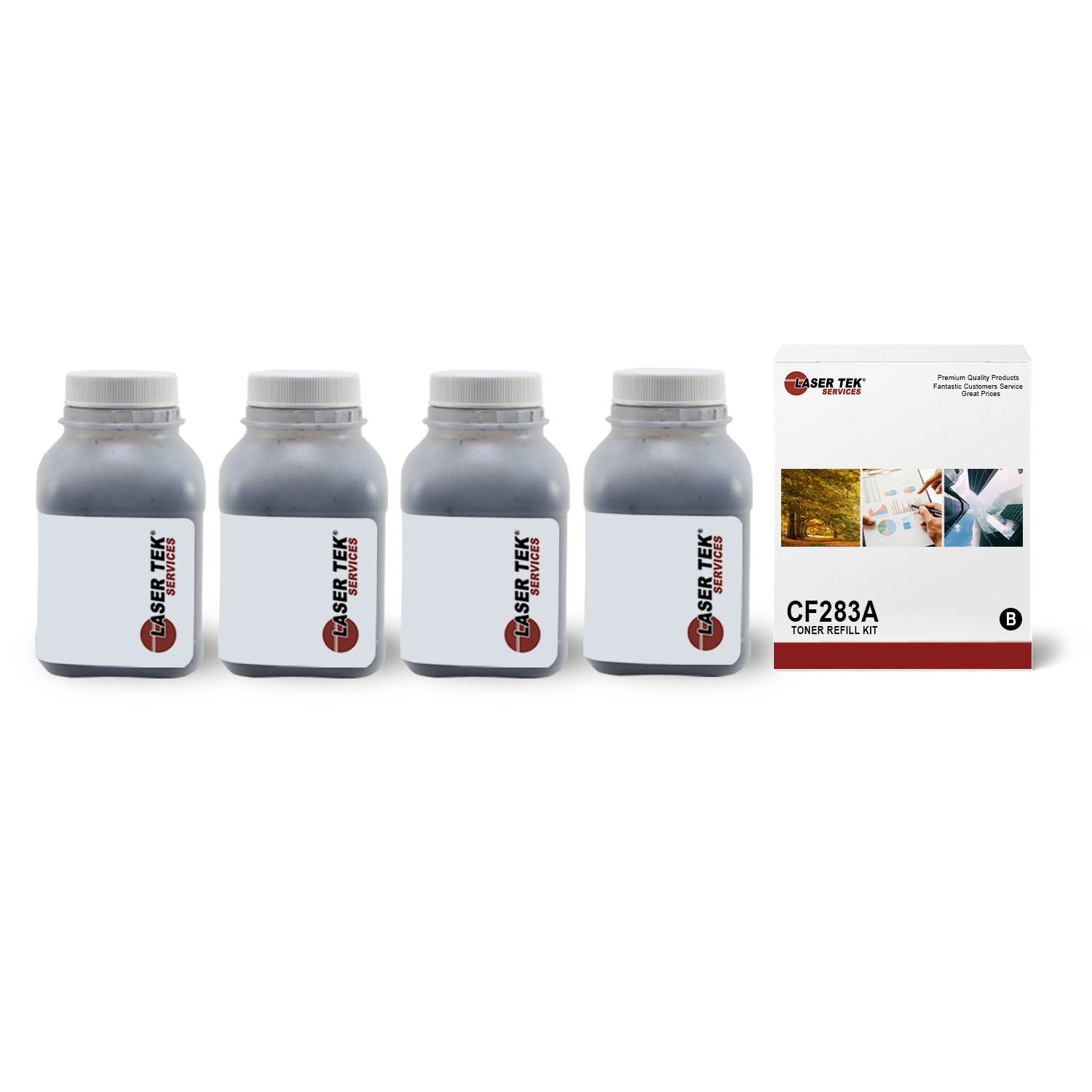 4Pk LTS CF283A Black Toner Refill Kit Compatible for HP LJ MFP M201dw M201n