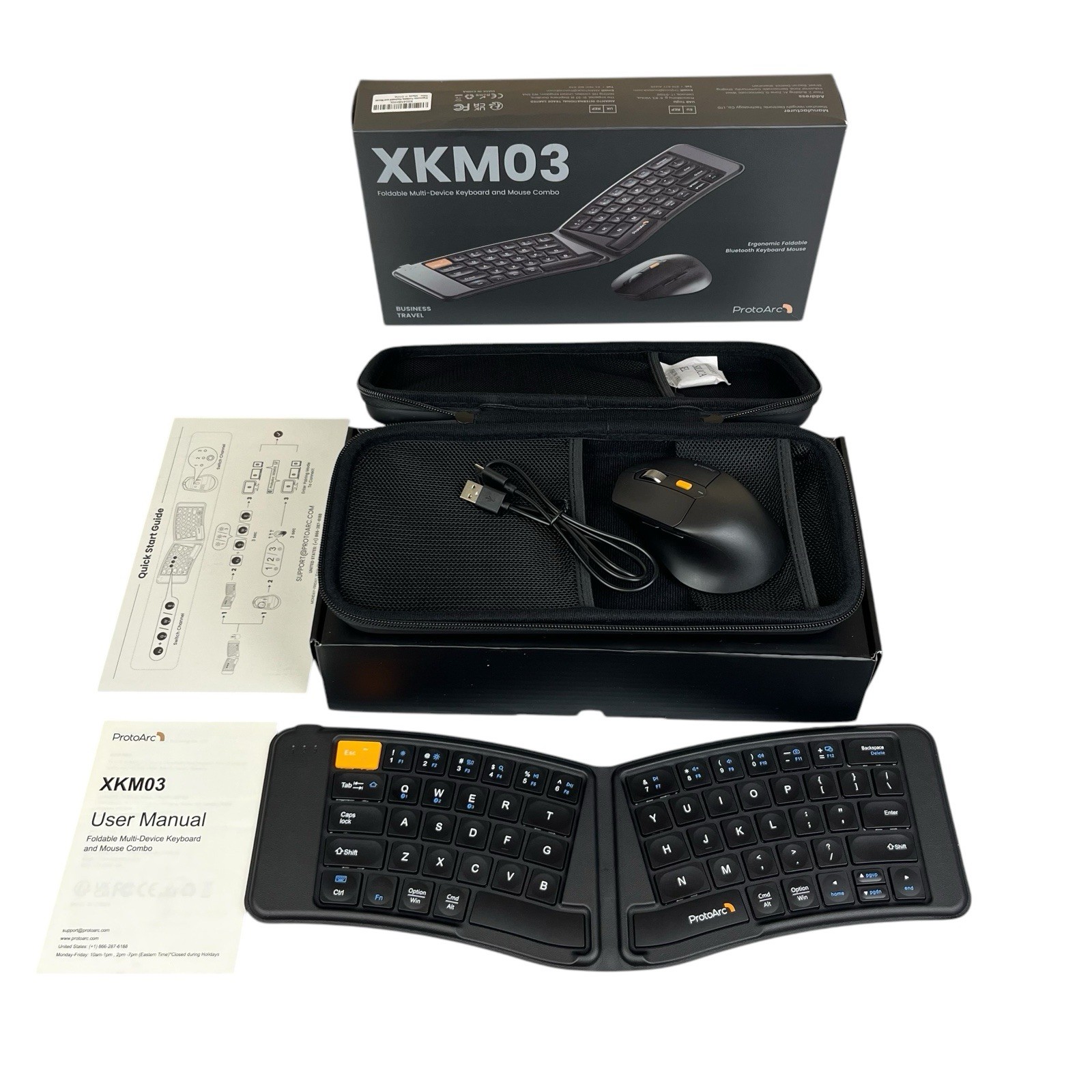ProtoArc XKM03 Bluetooth Ergonomic Foldable Keyboard and Mouse No Dongle Tested
