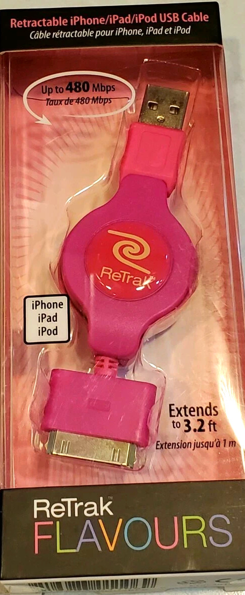 RETRAK FLAVOURS USB CABLE FOR IPOD/IPHONE AND IPAD PINK