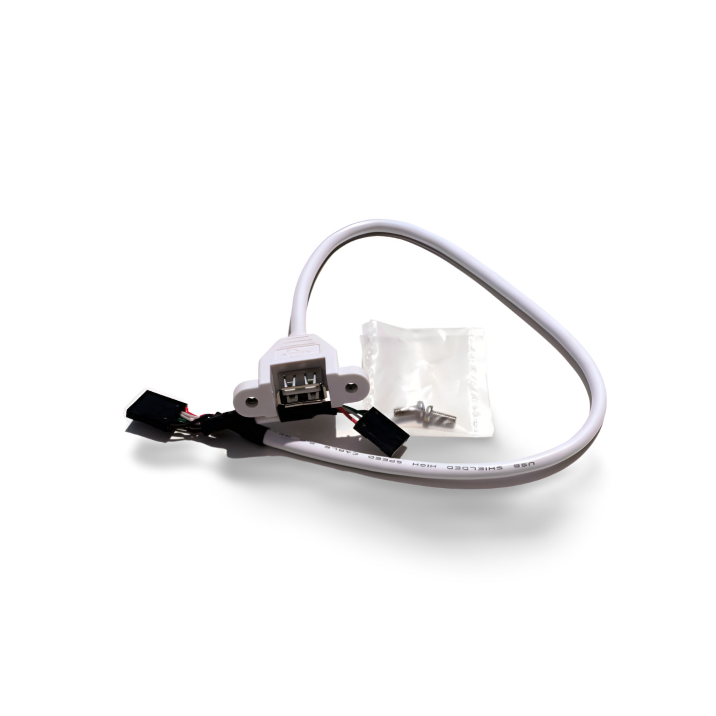 1.2ft USB Port Single to Mainboard Port Universal Header Cable - White