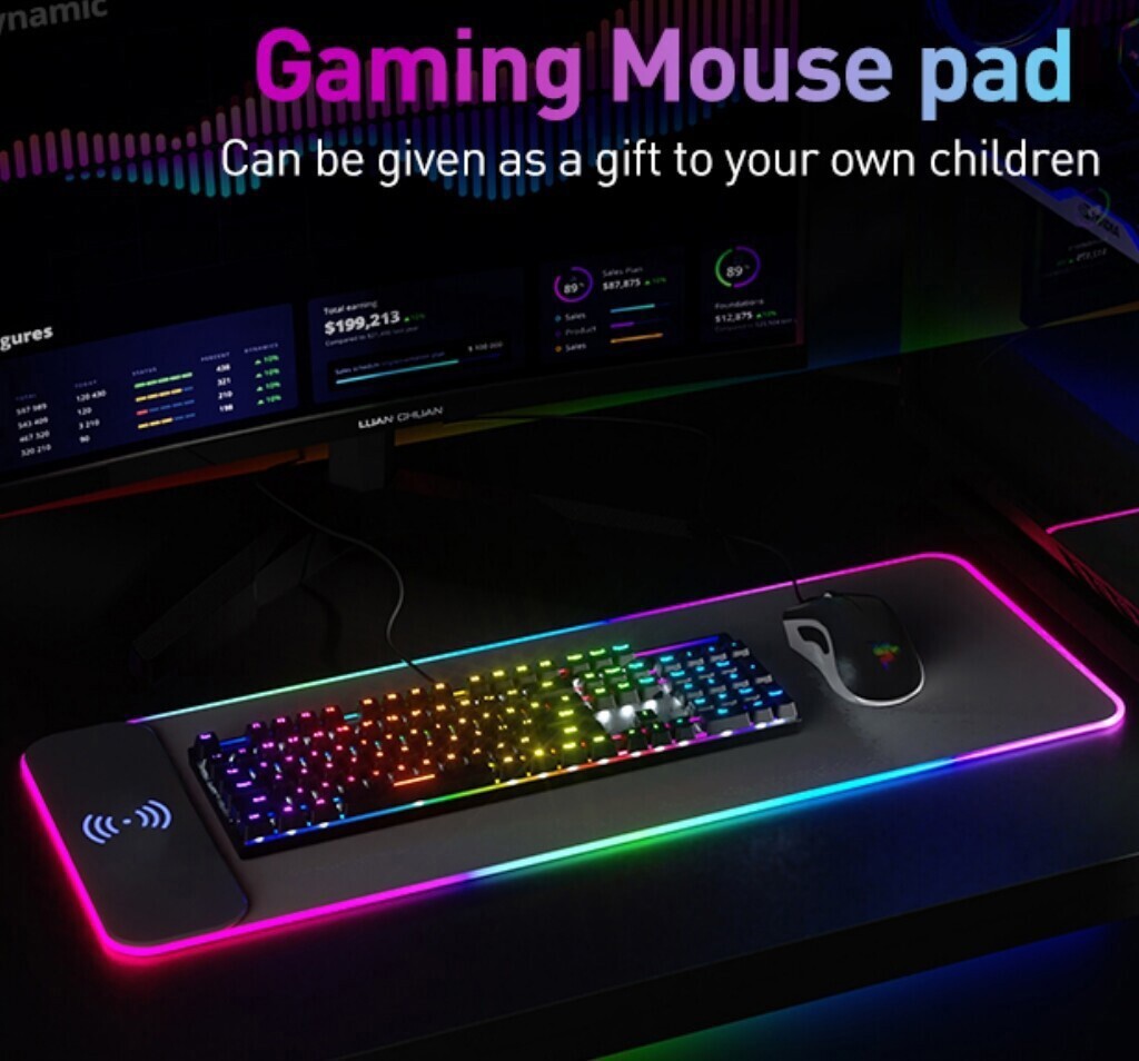 🎮 Wireless Charging RGB Gaming Mouse Pad  Charge · Glow · Game — 15W Fast Charg