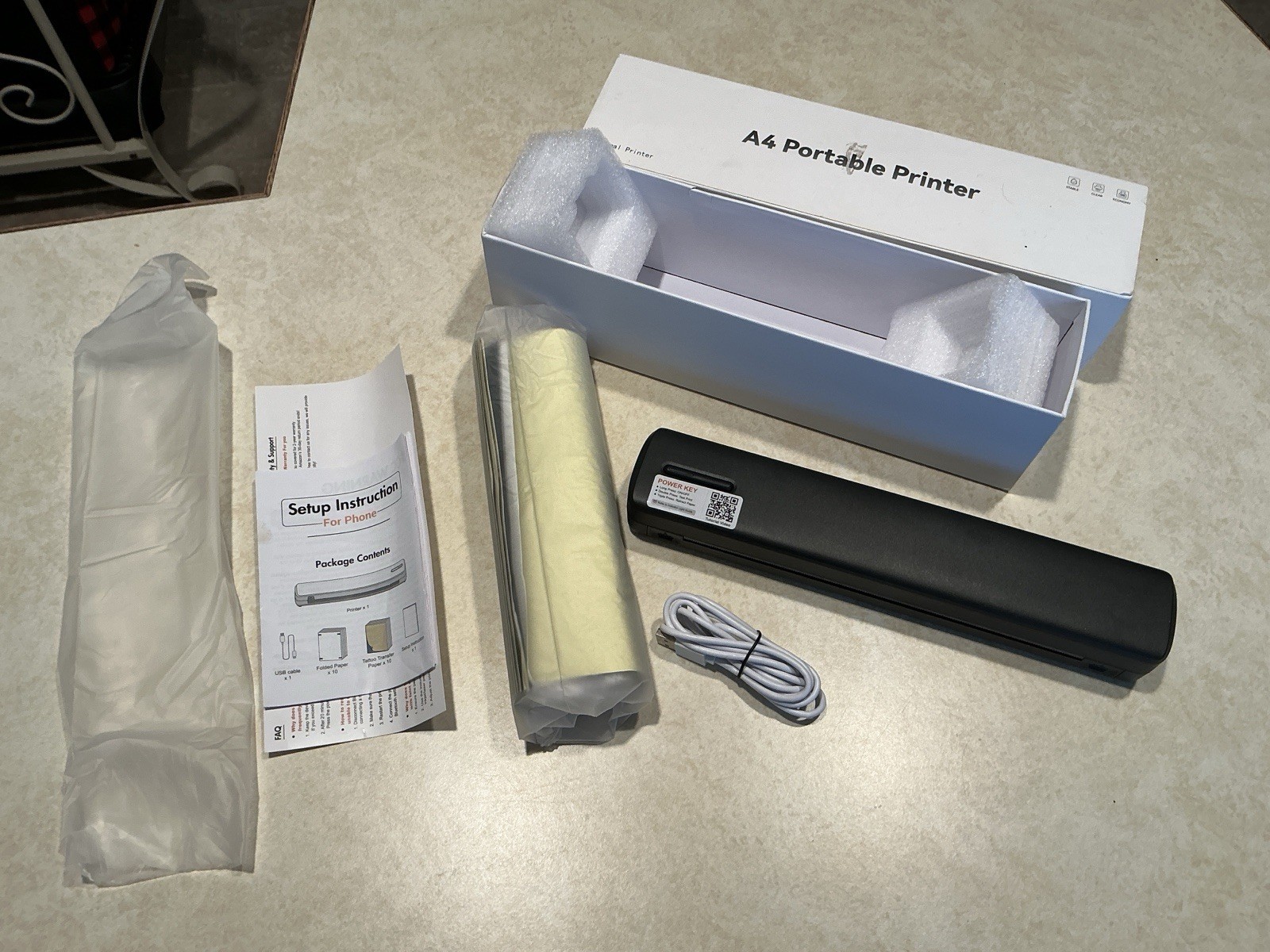 Tattoo Thermal Printer A4 Portable Printer 203 dpi - Model C801 - Black New Open