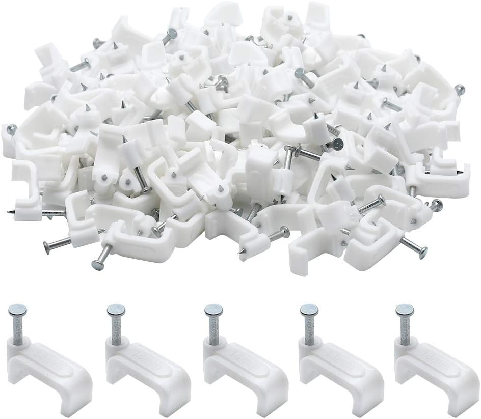 100 Uds. Cable Ethernet plano de 14mm Clips de Cable Cable Coaxial único