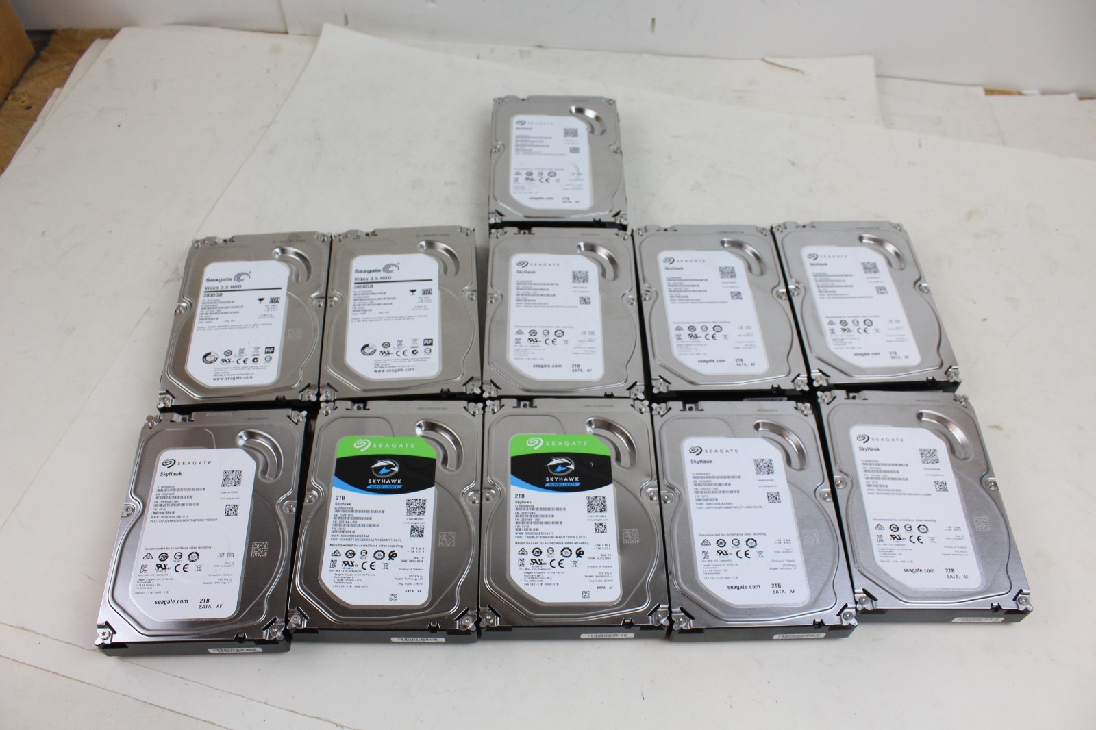 Lot of 11 Seagate 2TB Hard drives HDD SkyHawk internal desktop 3.5"
