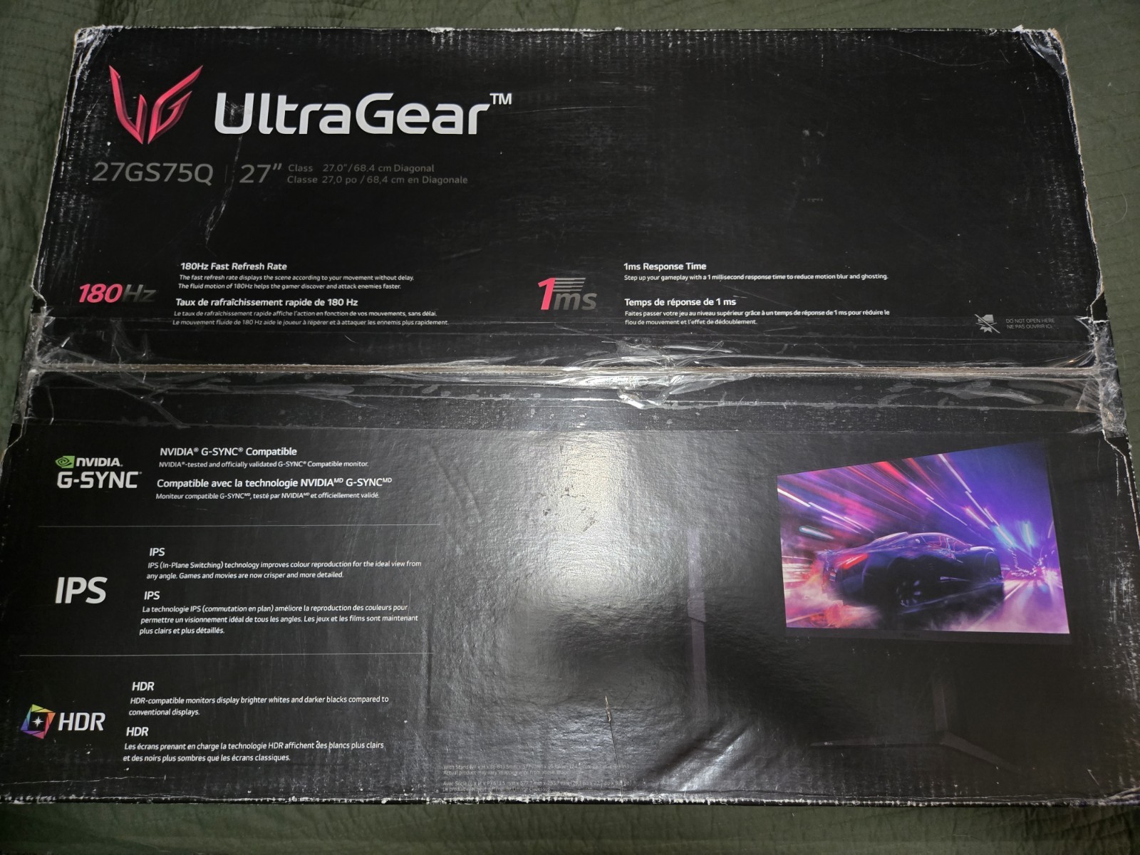 LG UltraGear 27" QHD 180Hz 1ms IPS Gaming Monitor G-Sync FreeSync HDR10
