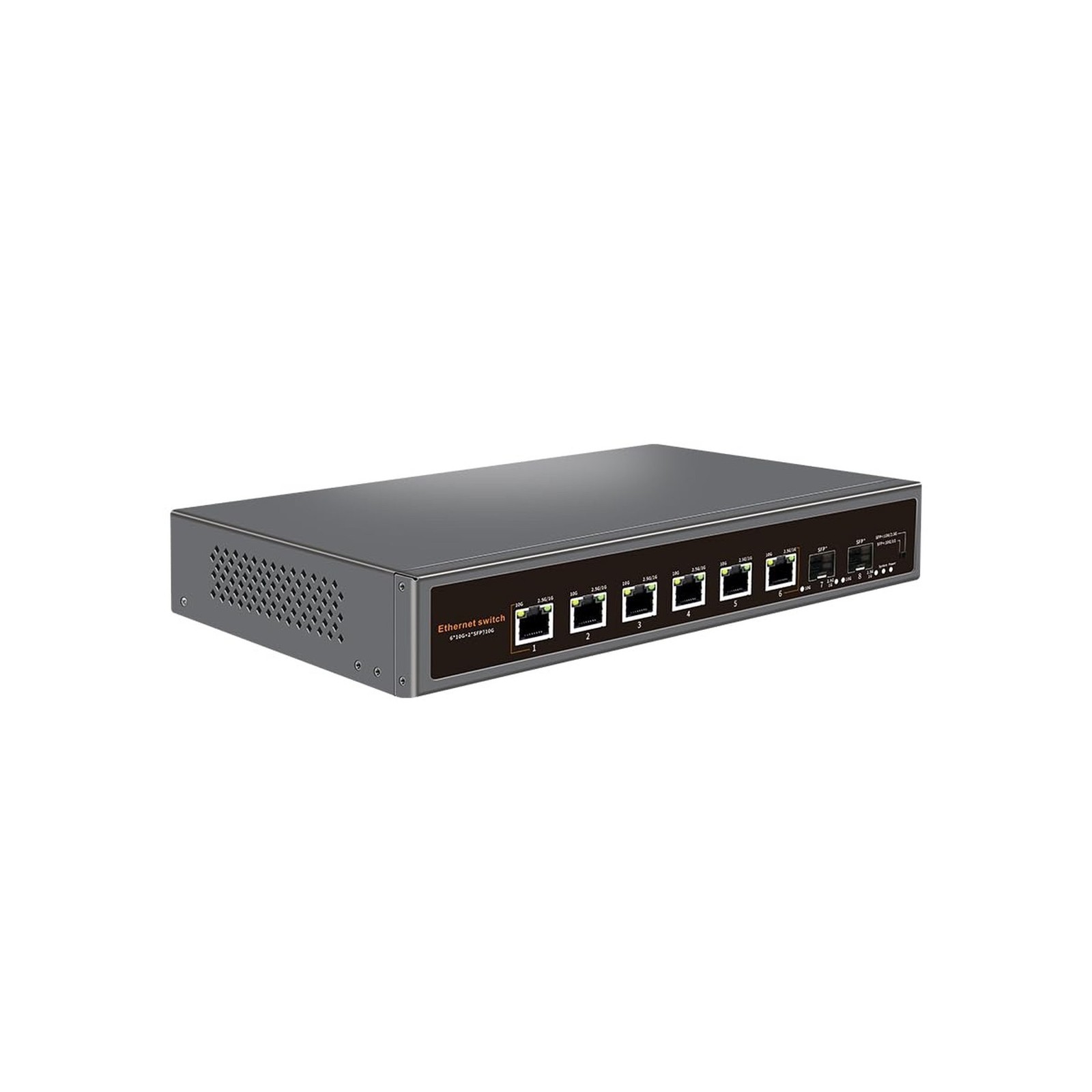 10G Unmanaged Ethernet Switch with 6 x 10G Base-T Ports and 2 x 10G SFP Uplin...