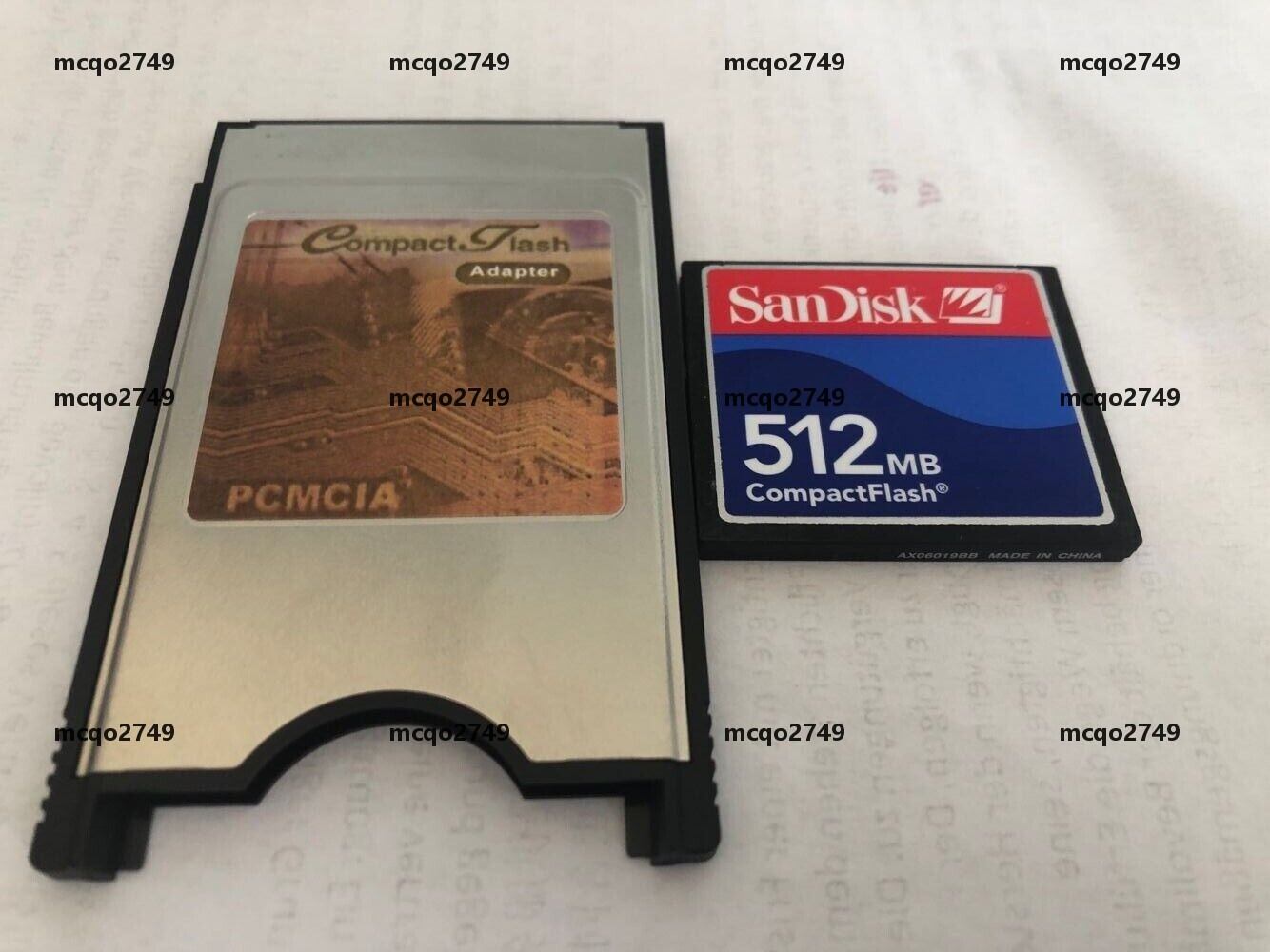SANDISK 512MB Compact Flash +ATA PC card PCMCIA Adapter JANOME Machine