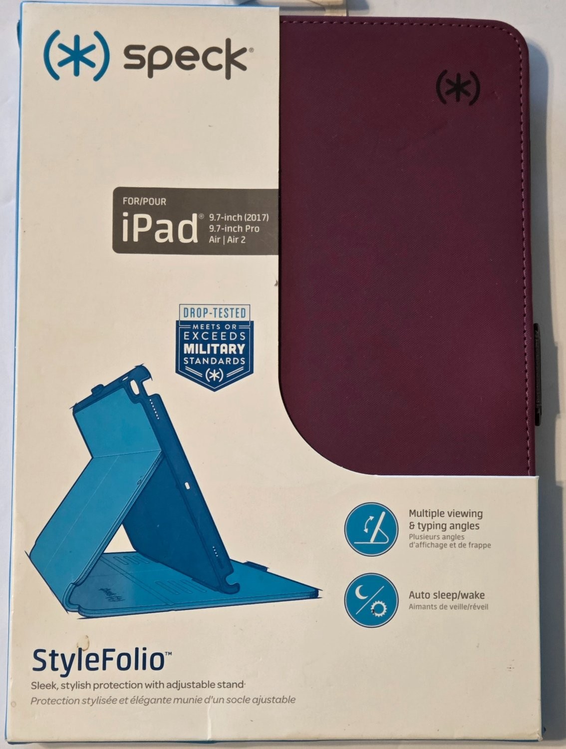 Speck Style Folio Folding Case Perimeter Stitching Purple 9.7 iPad Pro Air Air 2