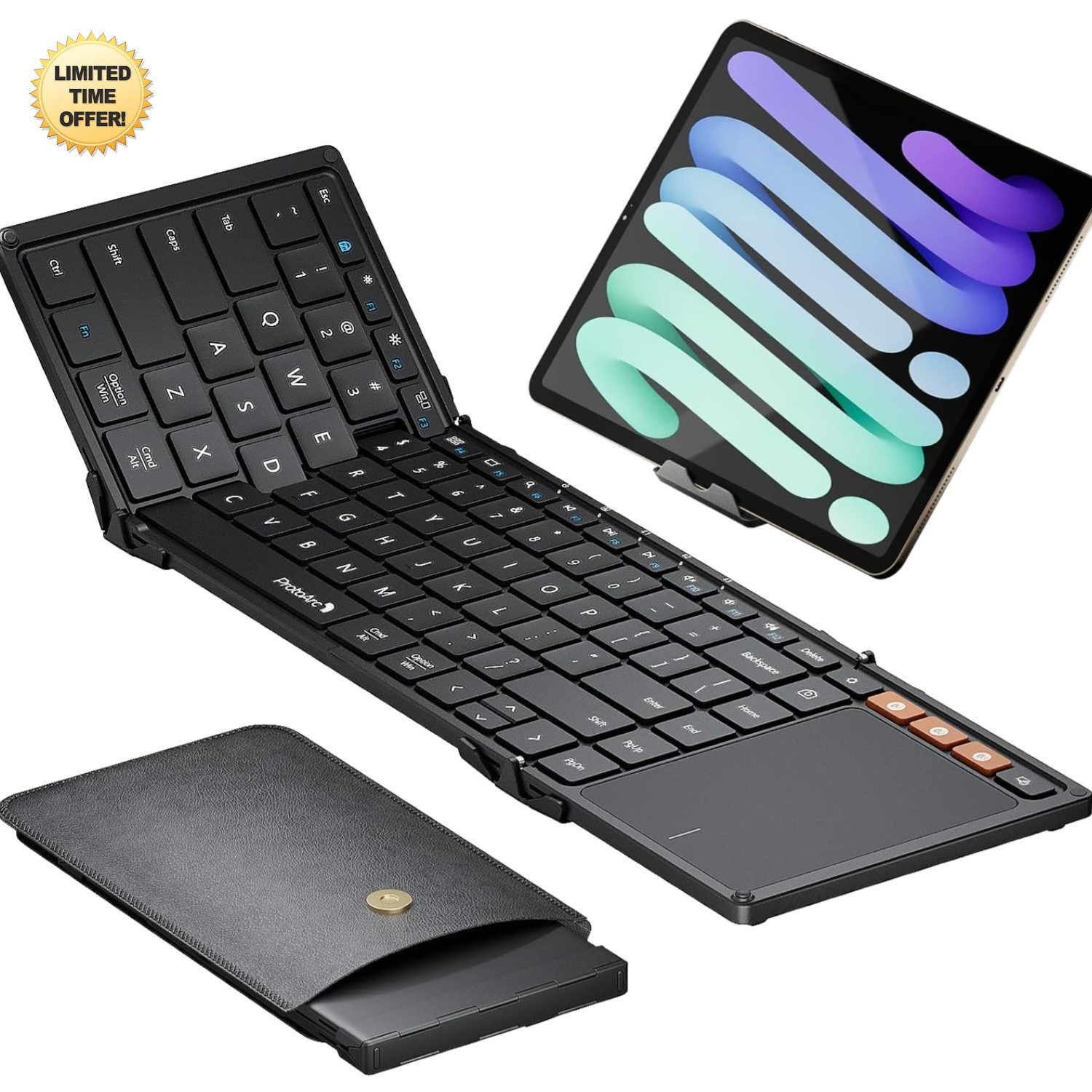 XK01 TP Foldable Bluetooth Keyboard with Touchpad for Laptop, PC, Tablet, Sma...