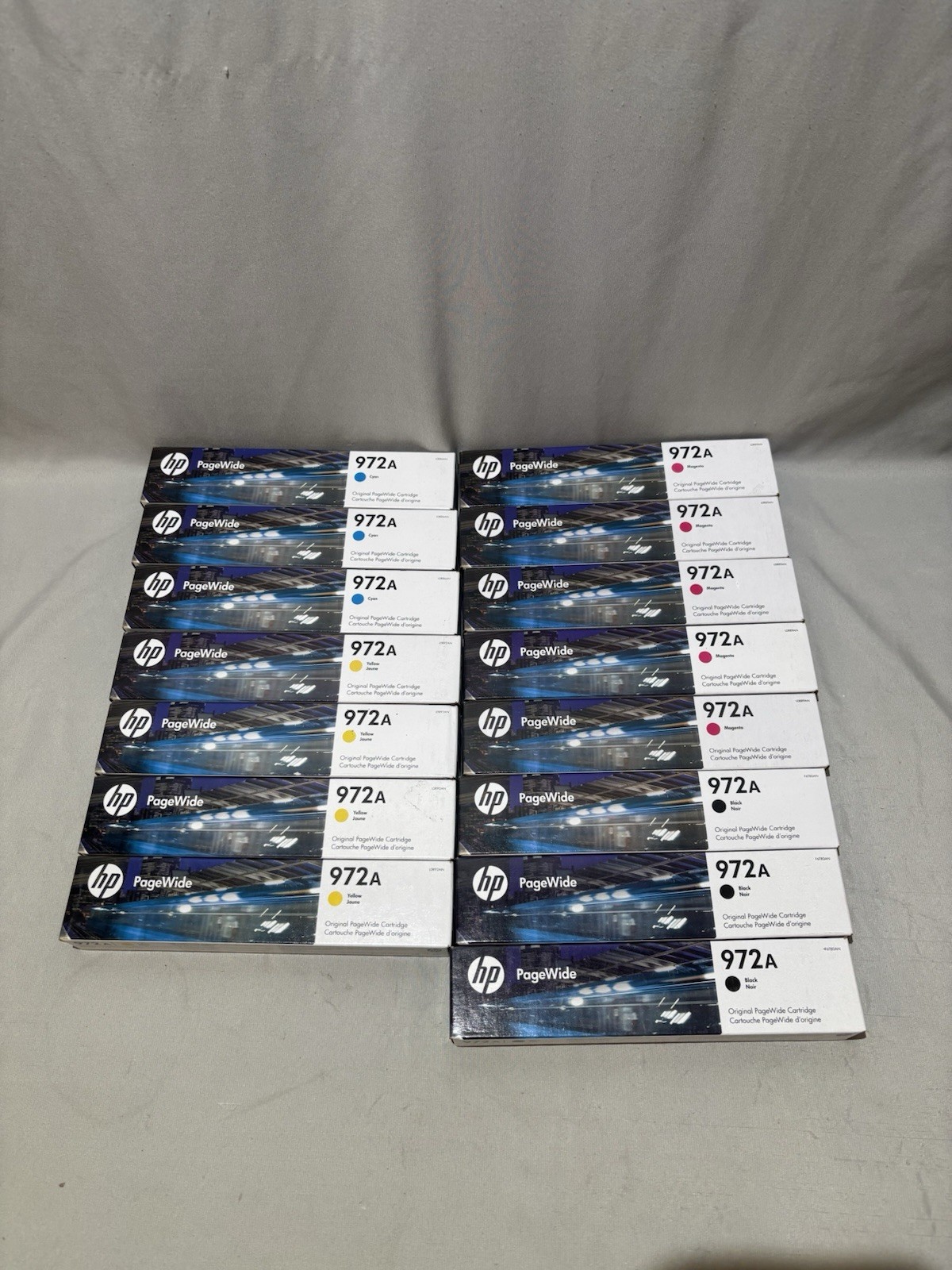 HP 972A PageWide Ink Cartridge Lot of 15 Genuine OEM Sealed.