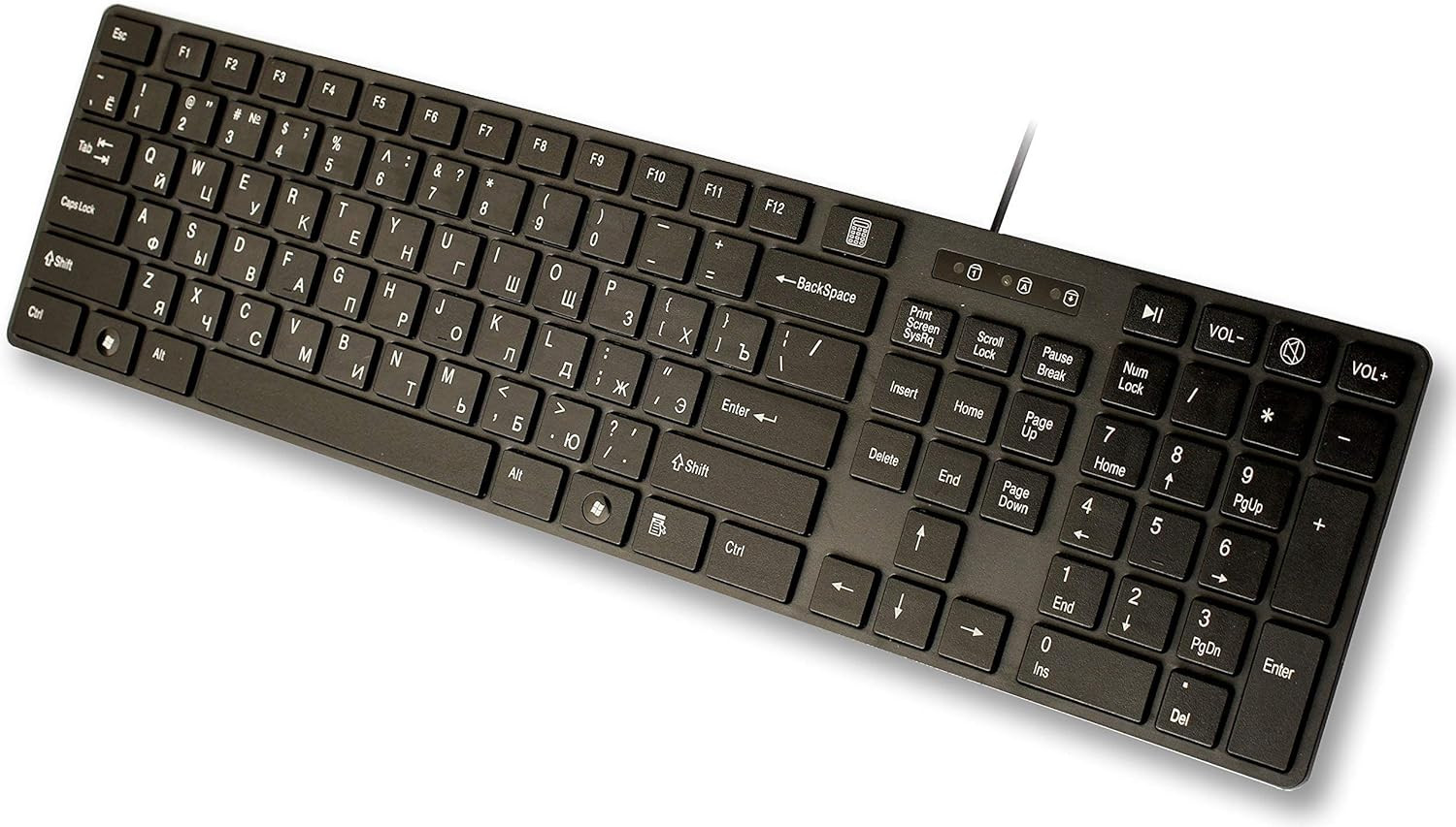 USB Keyboard with Russian English (Cyrillic) Letters/Characters- Full Size Slim