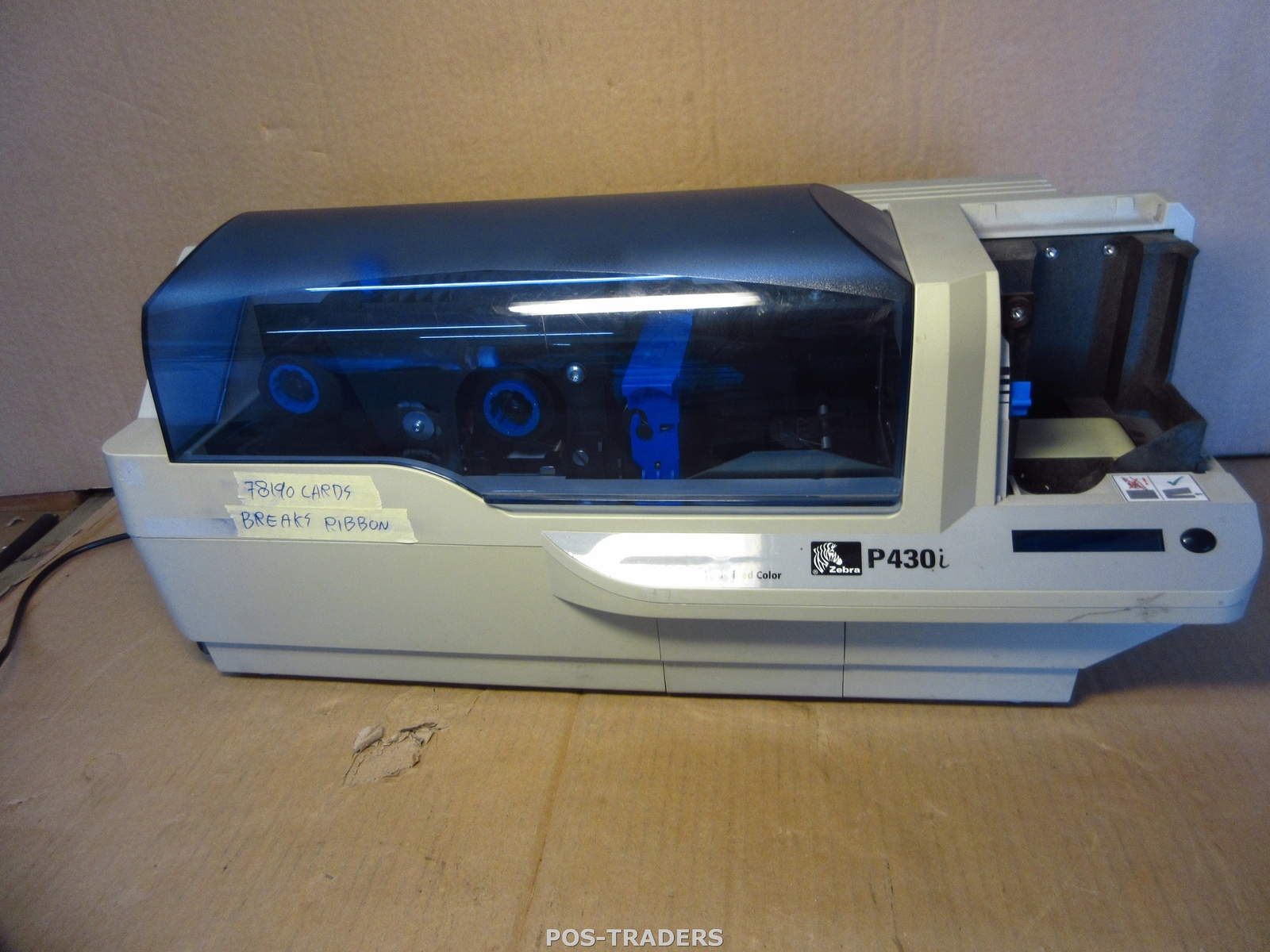 ZEBRA P430I ID Plastic Color Card Printer USB 300dpi - 78190 CARDS BREAKS RIBBON