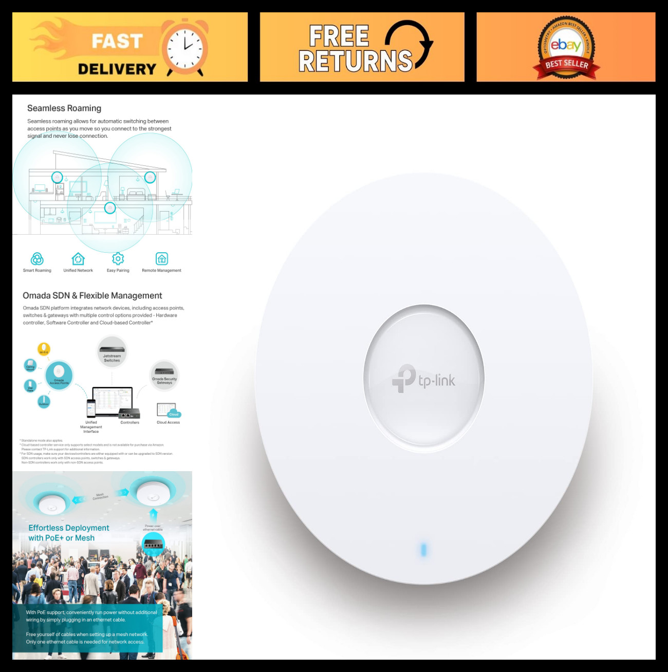 Wi-Fi 6 AX3000 Ultra-Slim Wireless Access Point - High-Speed Network Connectivit