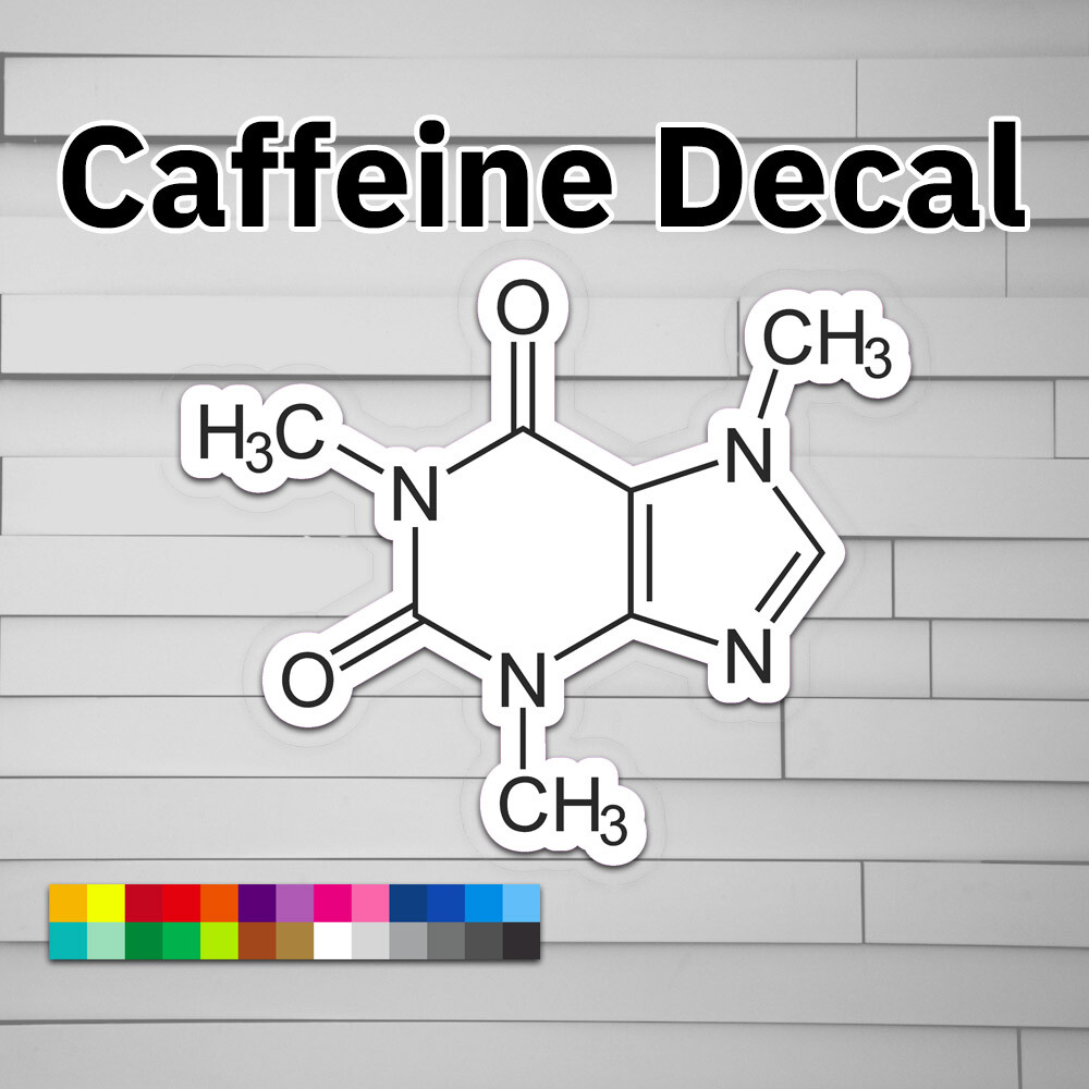 Caffeine Decal (vinyl Sticker, Car laptop window tumbler water bottle) Molecule