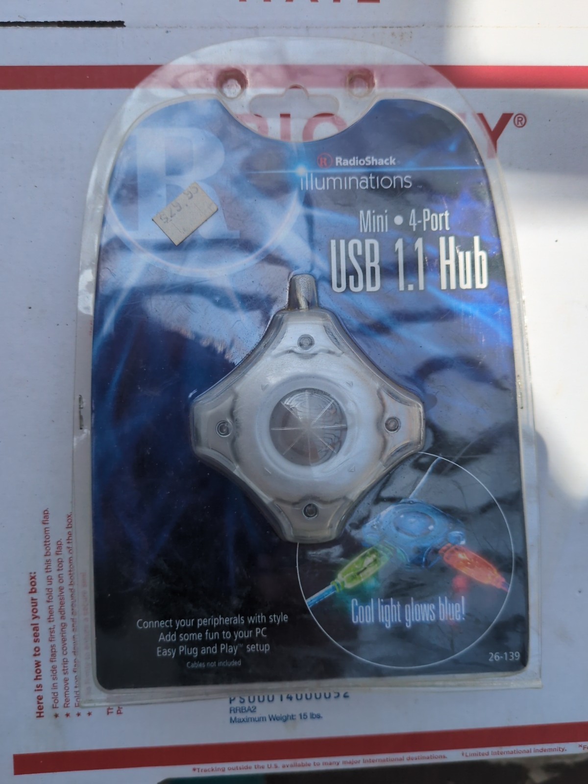 Radio Shack PC  Illuminations USB 1.1 Hub 4-Port Cool Light Glows Blue NOS New 