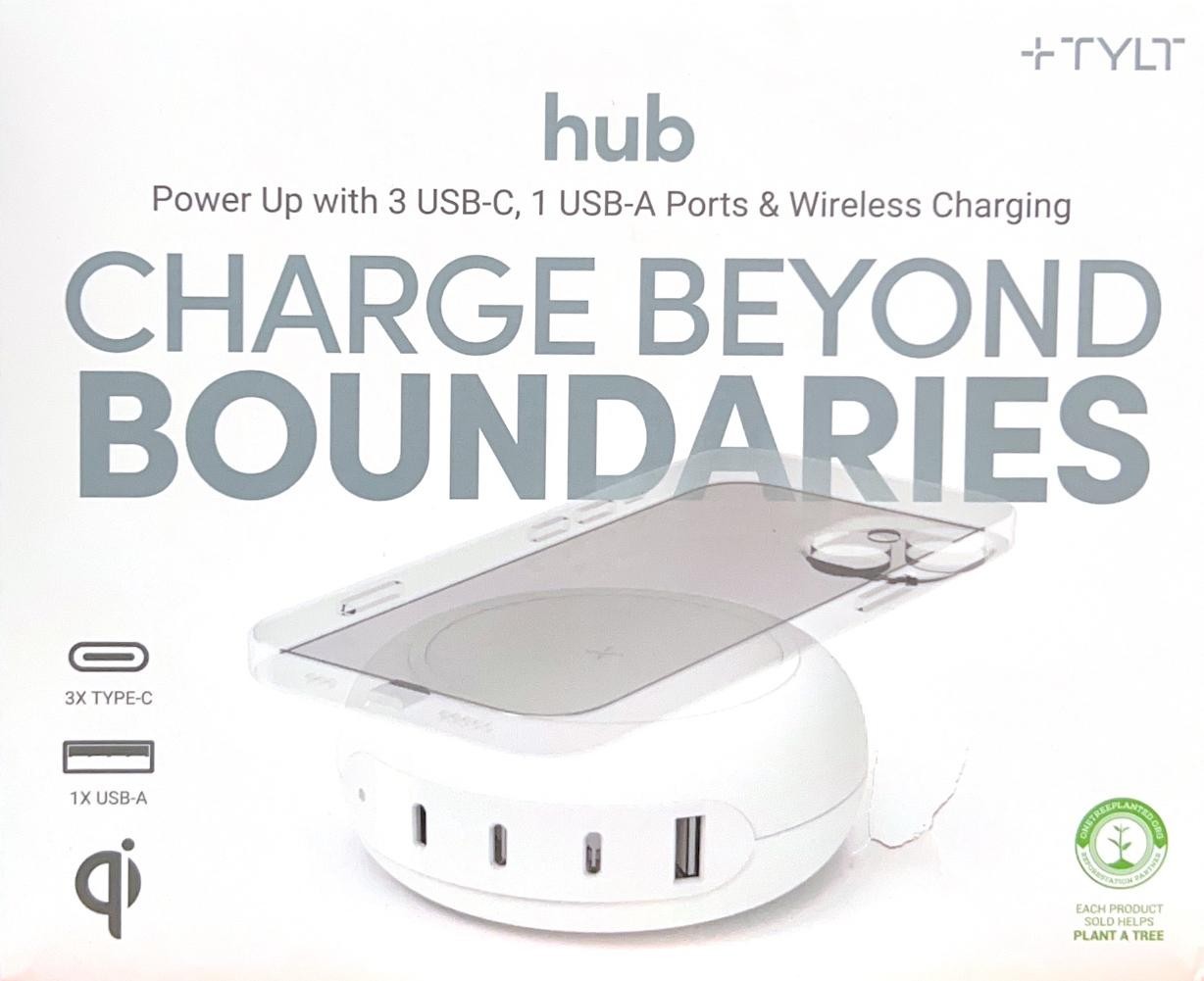 Tylt Multi Port 100W Power delivery Hub with Wireless charging (3USB-C + 1USB-A)