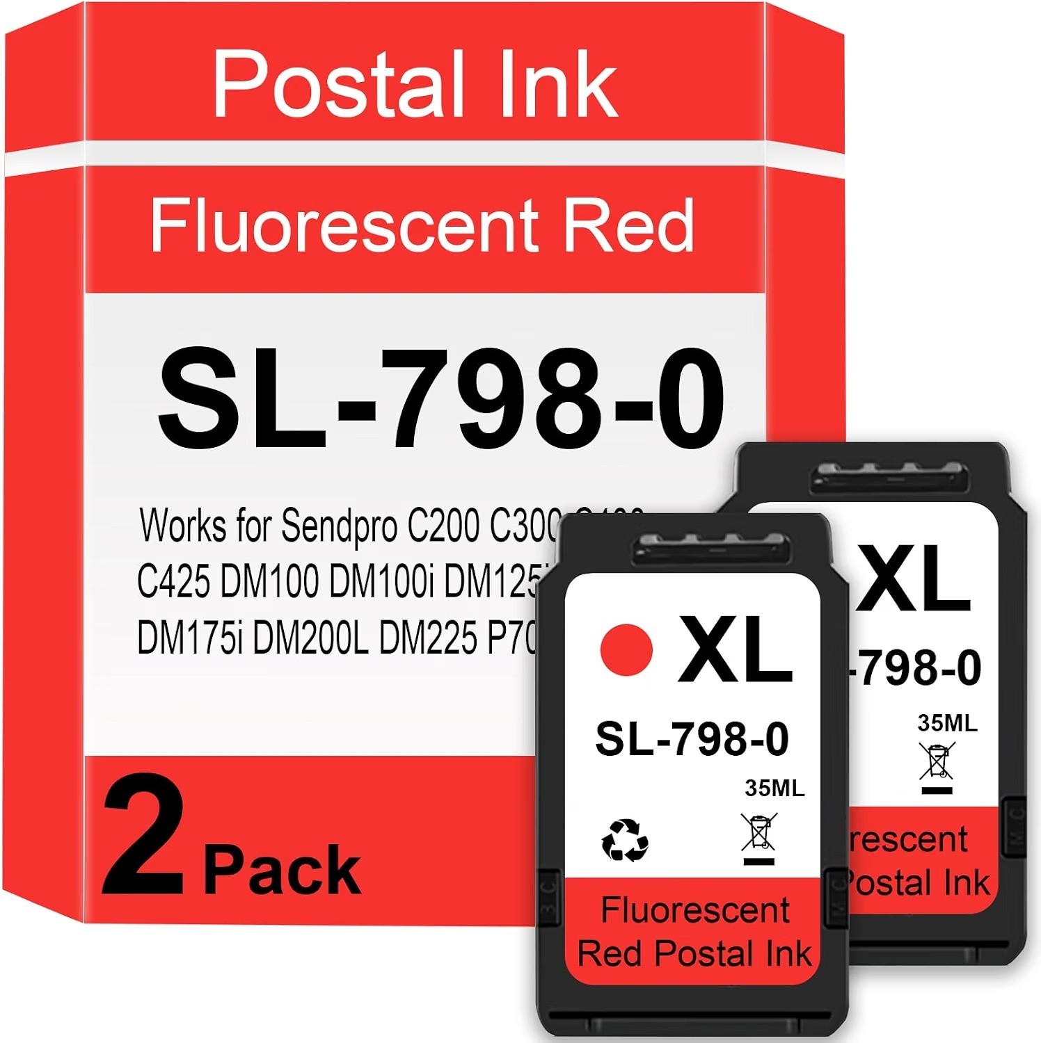 Pitney Bowes SL-798-0 Compatible Red Ink for SendPro® C and SendPro® 2 Pack