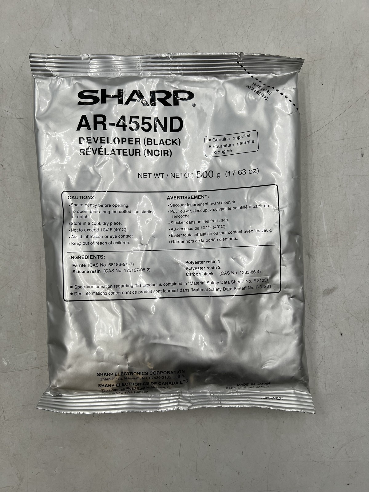 New Sharp AR-455ND Devoloper (Black) 500g For Sharp MX-M350N MX-M350U Free S/H
