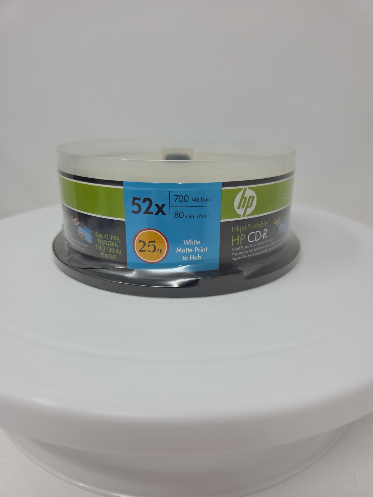 HP CD-R Inkjet Printable 52x 700MB 80min Pack of 25 Sealed New - 