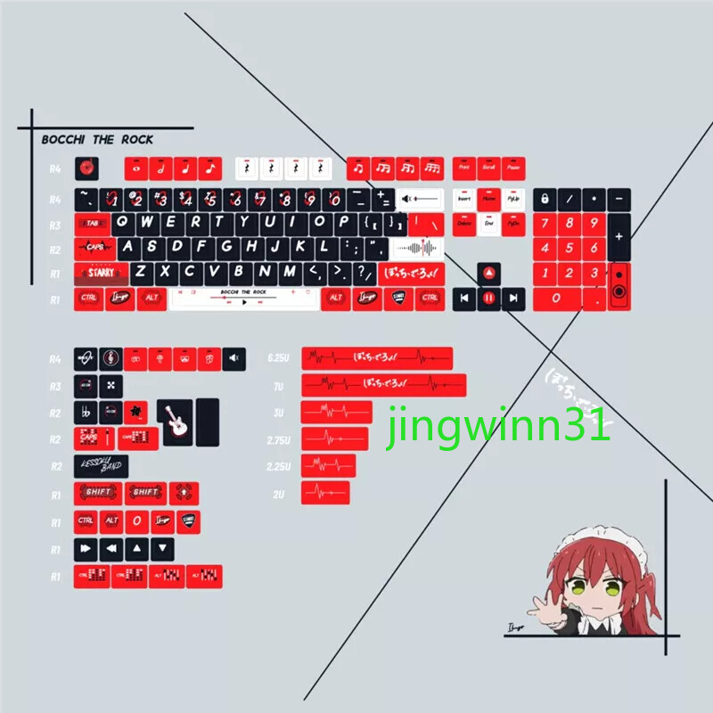 BOCCHI THE ROCK Keycap 140 Key Kita Ikuyo Dye-sub PBT for Cherry MX Keyboard New