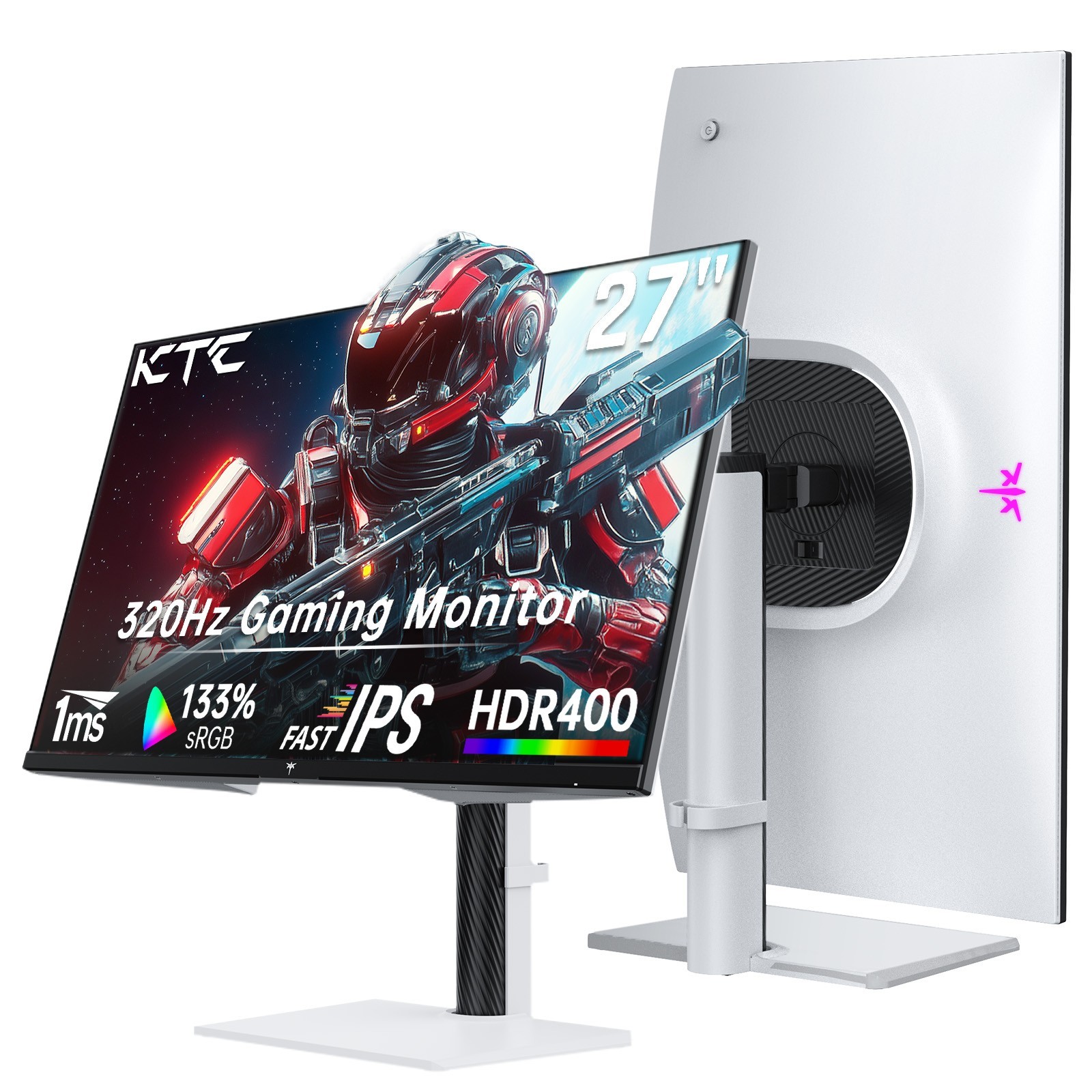 KTC 27'' 2K QHD 300Hz(Up to 320Hz)  HDR400 Fast IPS White Gaming Monitor H27E6