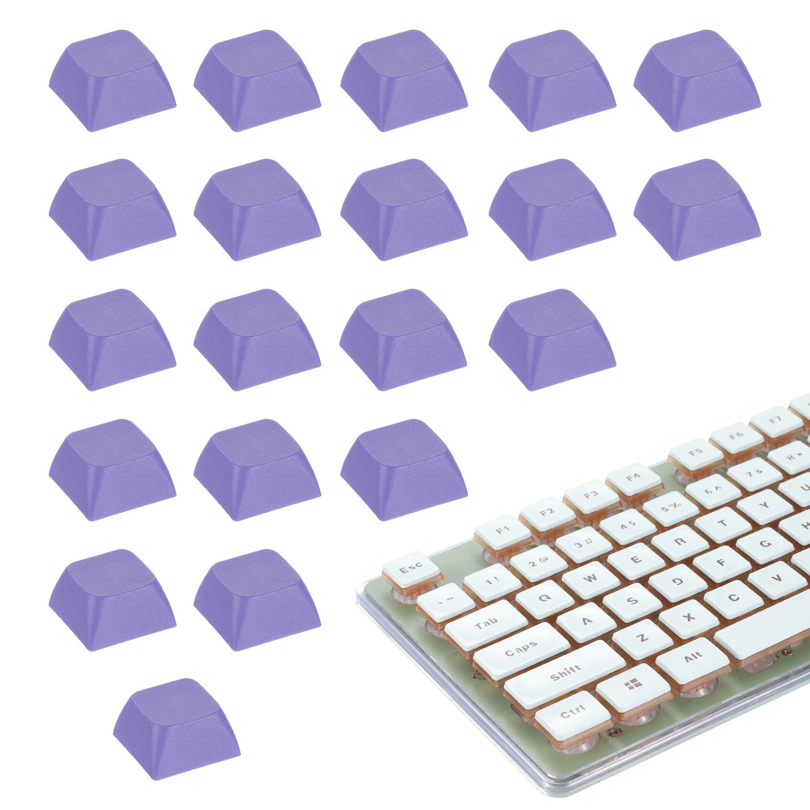 20Pcs XDA Profile Keycap Set PBT Mechanical Numeric Keypads, Purple