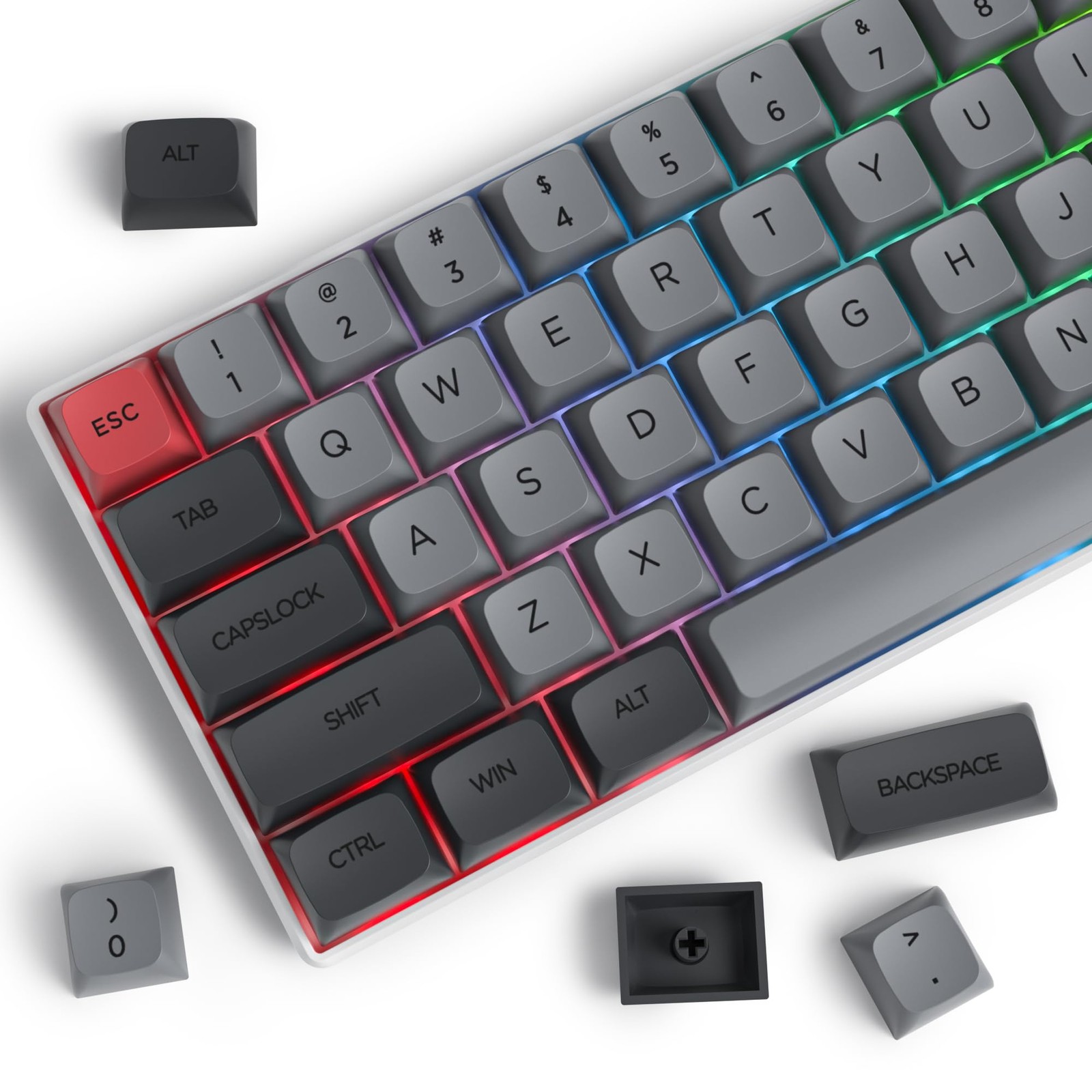 XDA Profile Minimalist Black Keycaps DyeSub PBT Fits 60/65/75/96% Keyboard