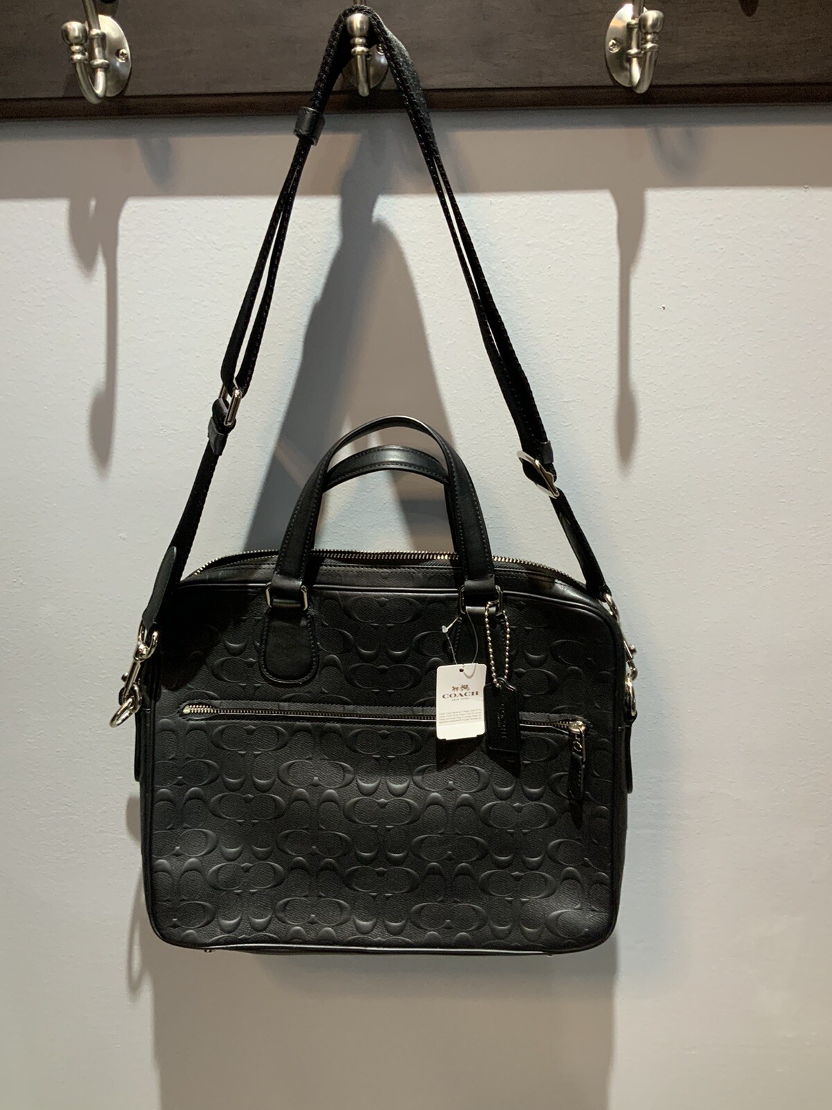 COACH Signature Hudson 5 Briefcase. #54932. Leather. SV/BLACK. NEW WITH TAG