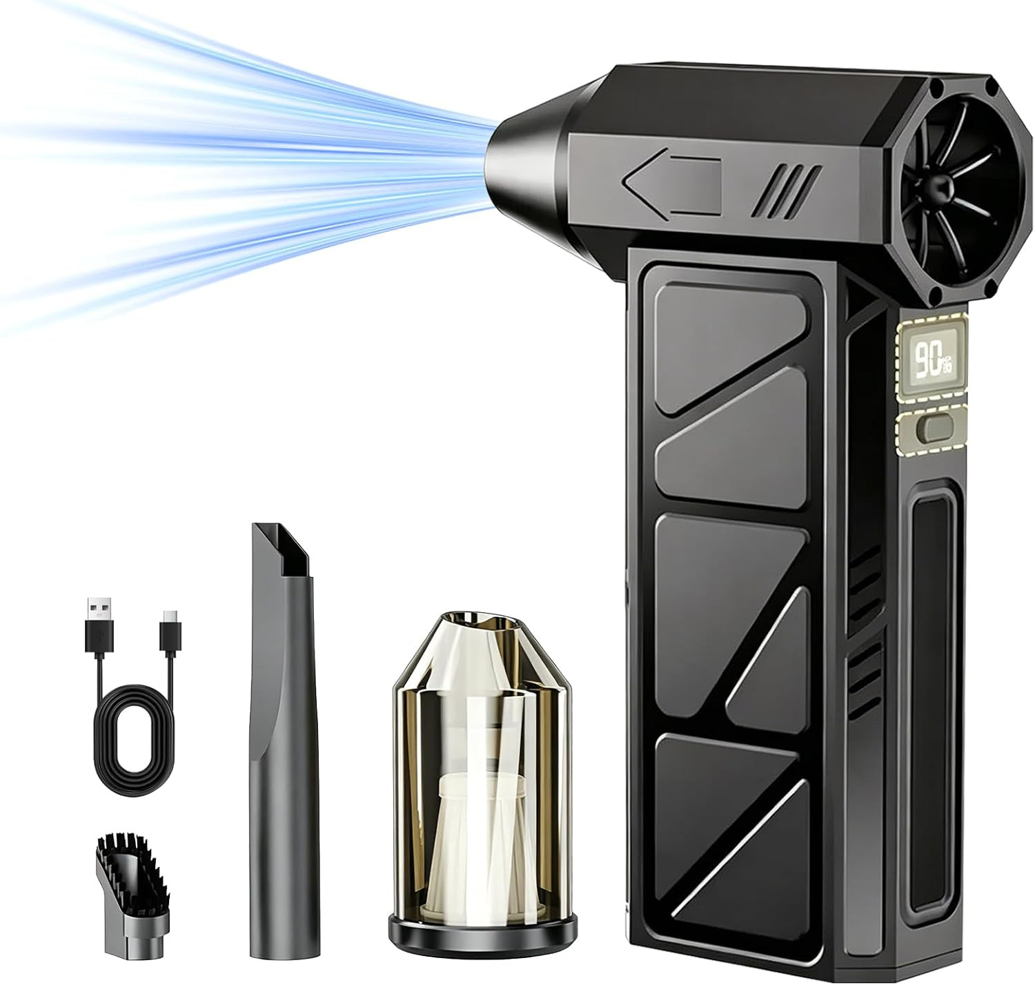 Compressed Air Duster, 130000 RPM Cordless Electric Air Duster, 4-Speed Adjustab