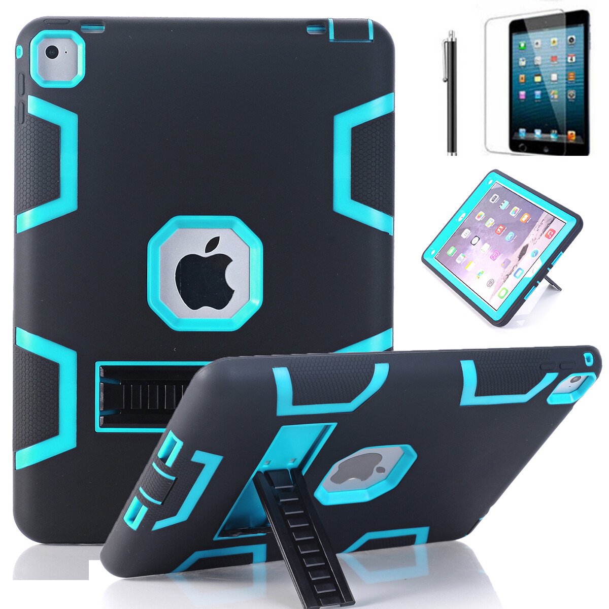 For Apple iPad Air (1st Generation) Shockproof Heavy Duty Rubber Case Stand